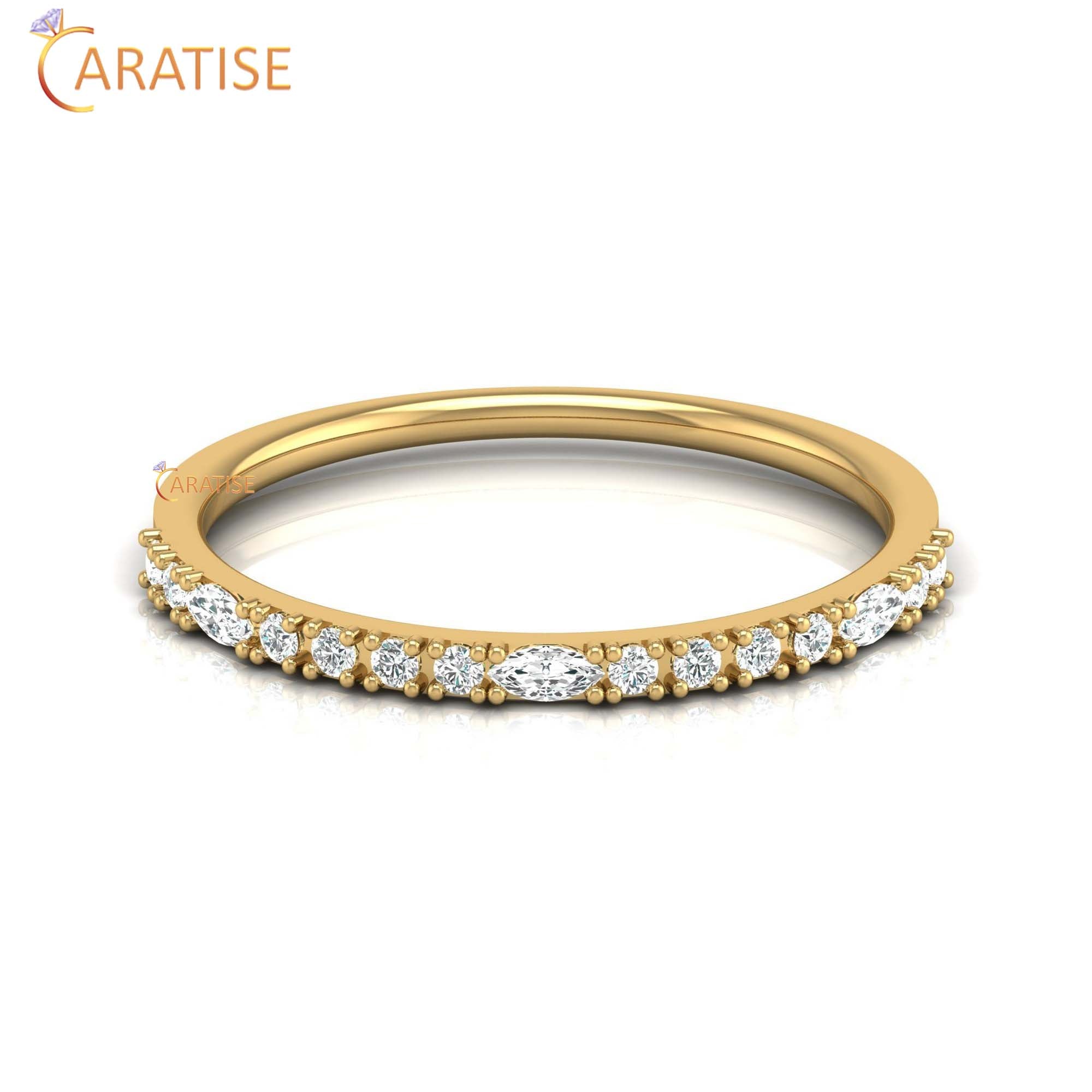 0.17 TDW Round & Marquise Cut Minimalist Women's Diamond Ring