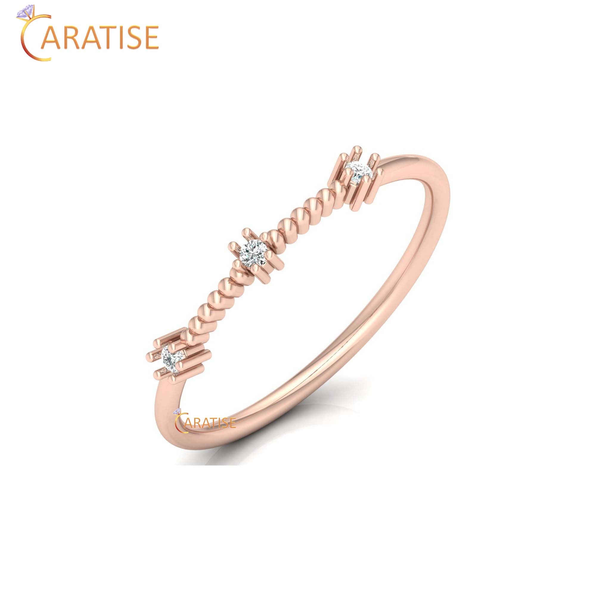 0.04 TDW Round Cut Women's Minimalist Diamond Ring