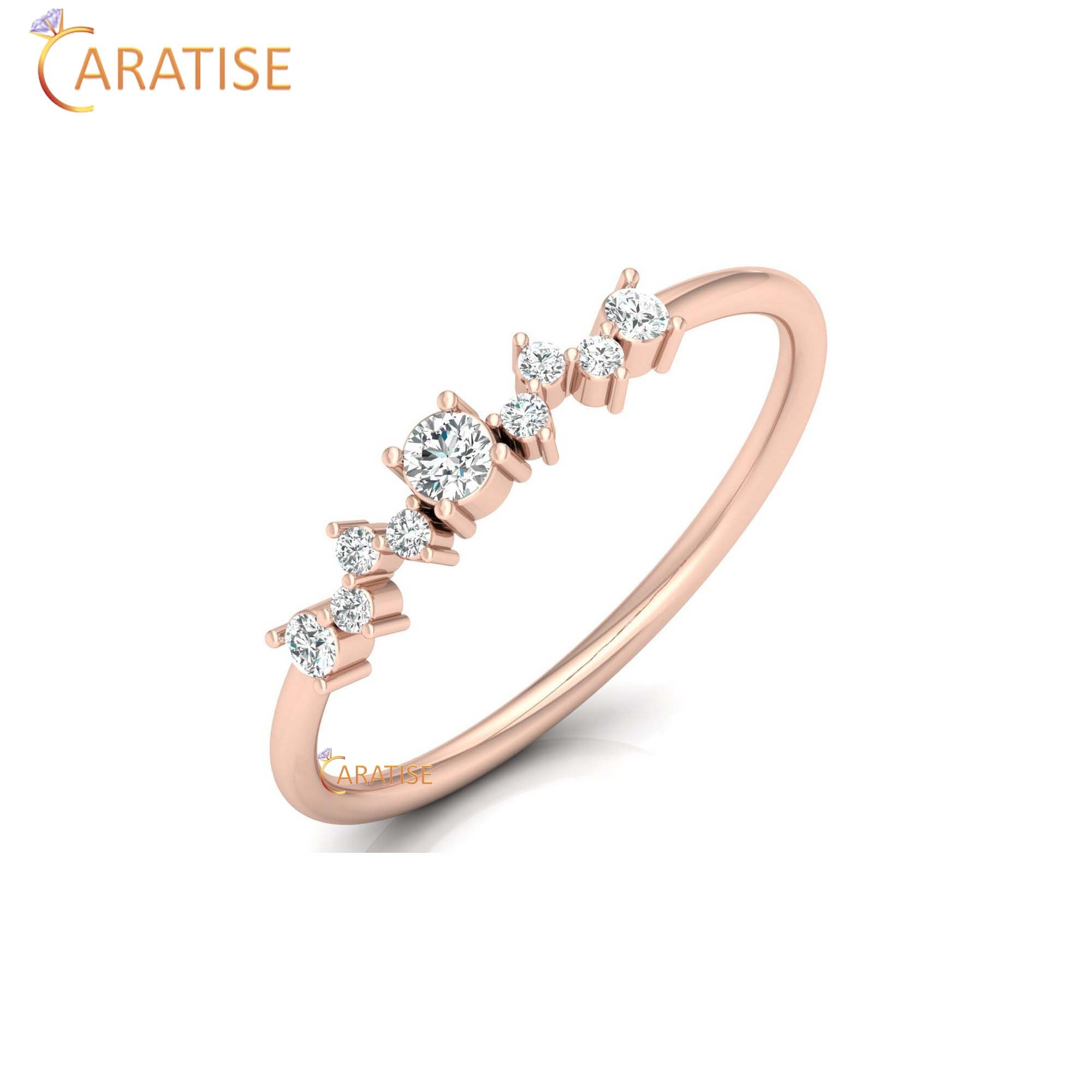 0.15 TDW Round Cut Diamond Minimalist Ring
