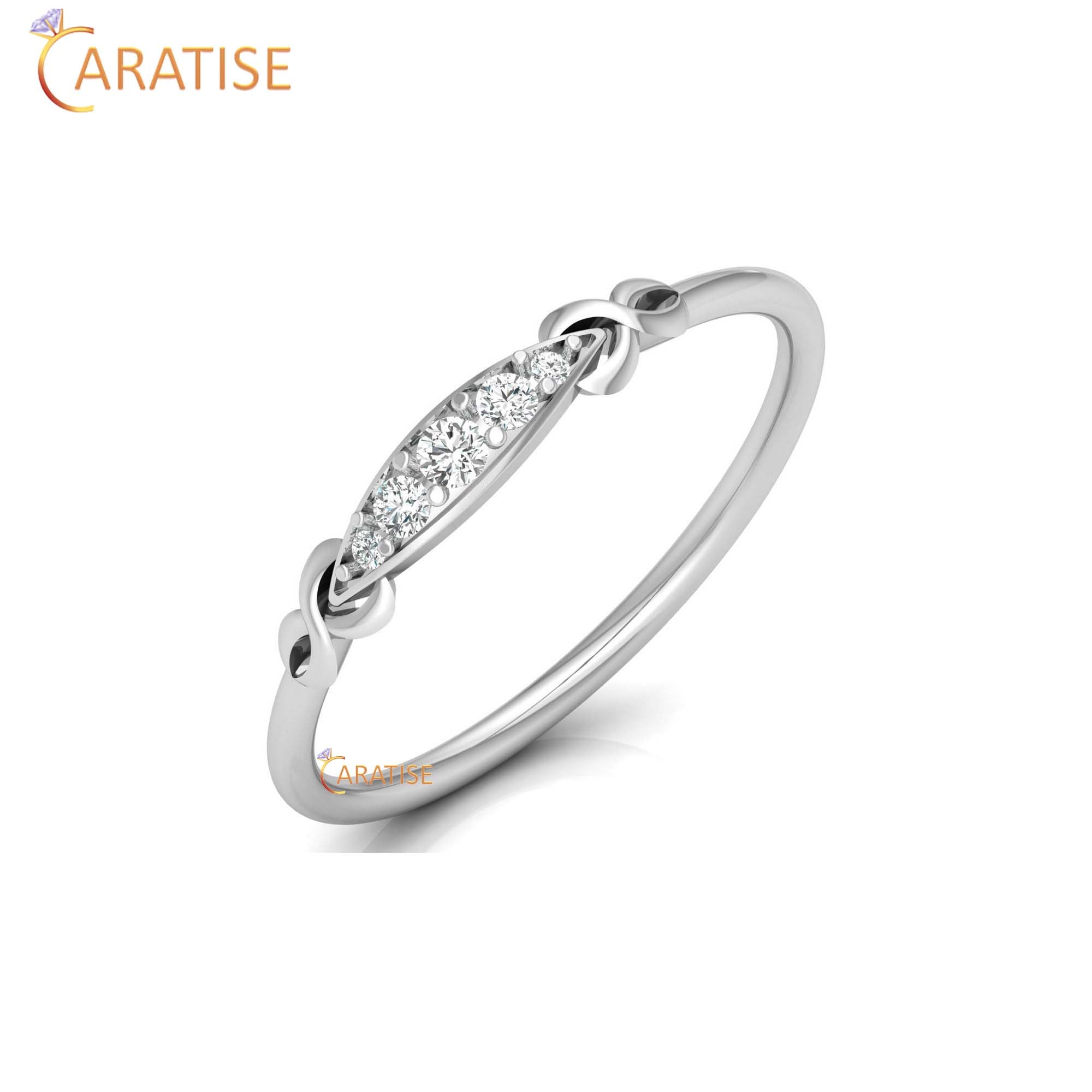 0.08 TDW Round Cut Women's Minimalist Diamond Ring