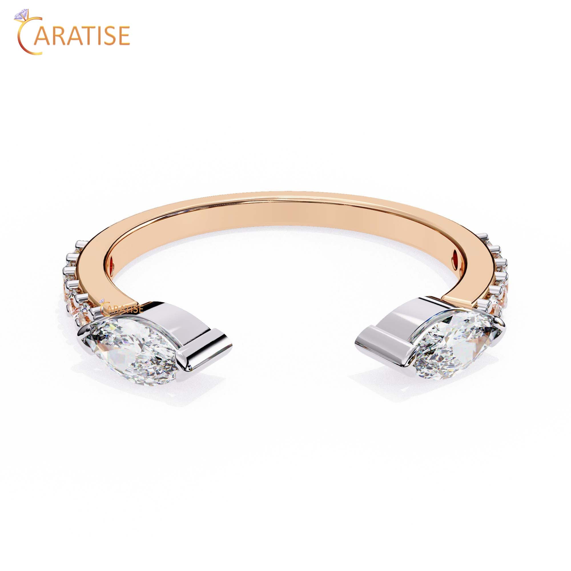0.46 TDW Round & Marquise Cut Diamond Women's Minimalist Ring