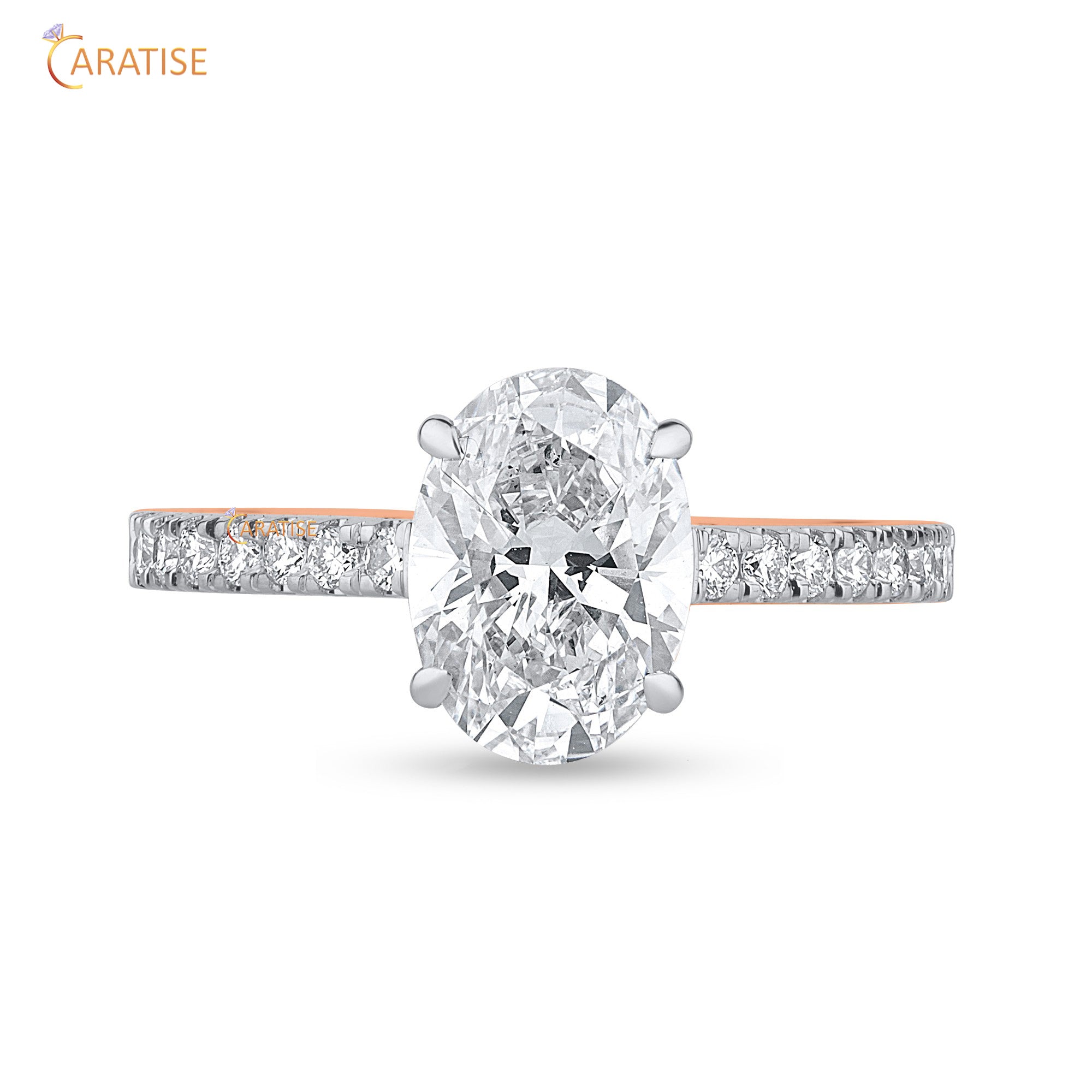 1.95 TDW Oval & Round Cut Diamond Women's Engagement Ring 925 Silver