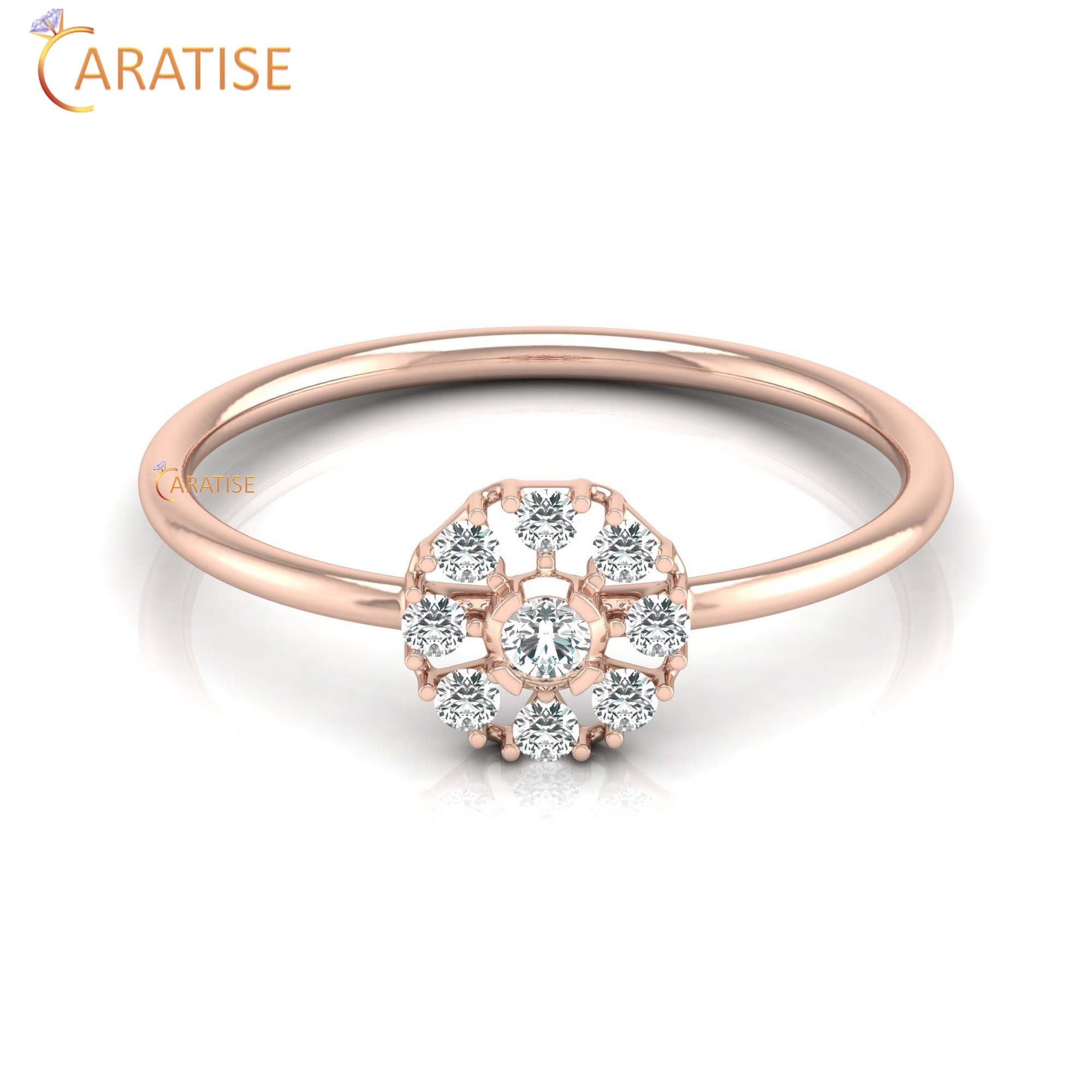 0.18 TDW Round Cut Minimalist Women's Diamond Ring