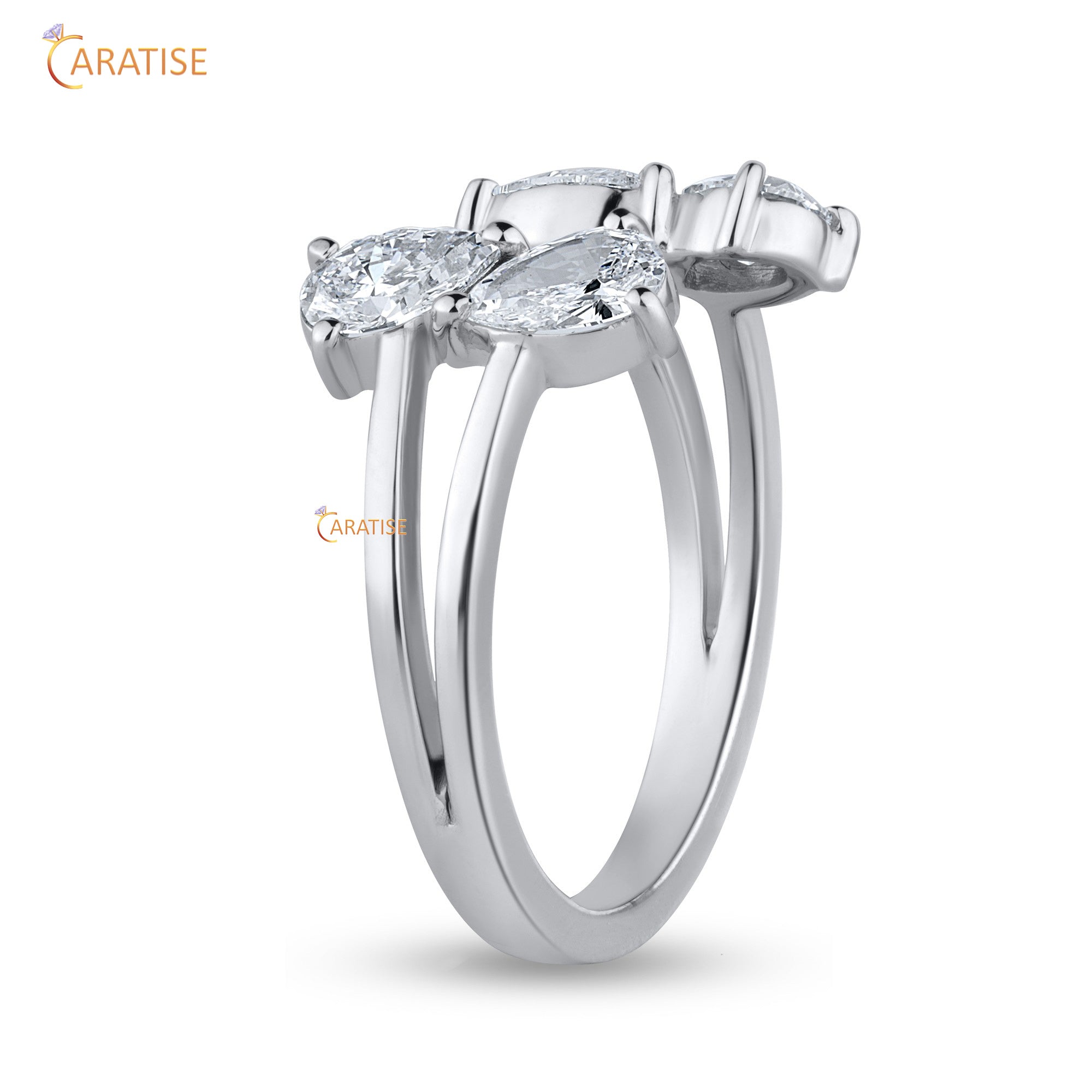 0.80 TDW Pear Cut Moissanite Diamond Engagement Ring 925 Silver