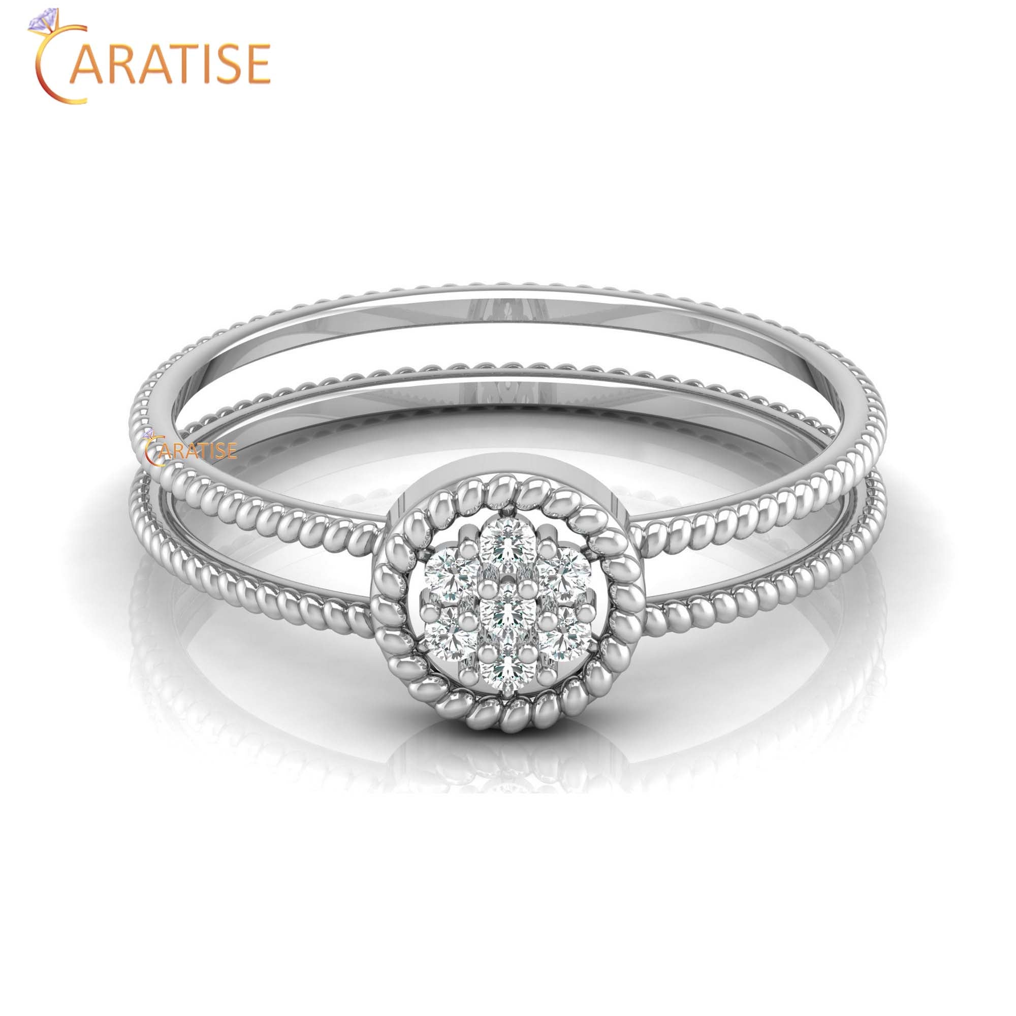 0.09 TDW Round Cut Minimalist Women's Diamond Ring