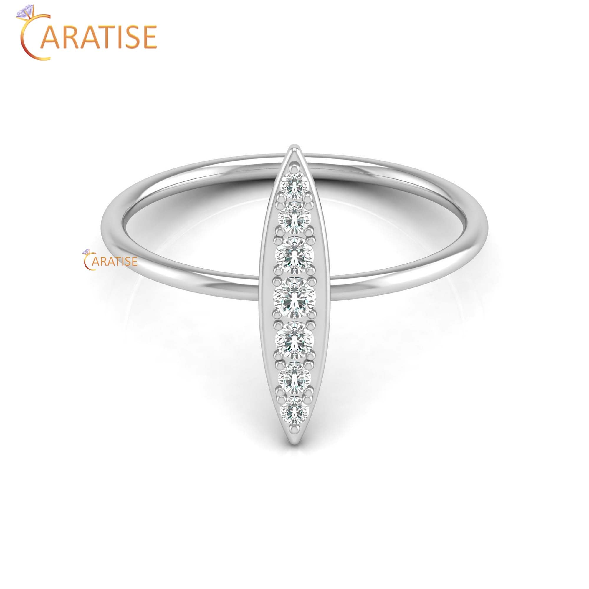 0.16 TDW Round Cut Women's Minimalist Diamond Ring