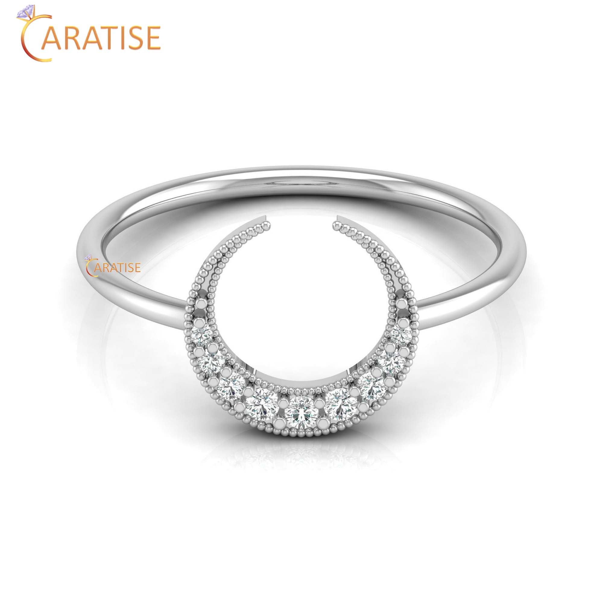0.07 TDW Round Cut Women's Minimalist Diamond Ring