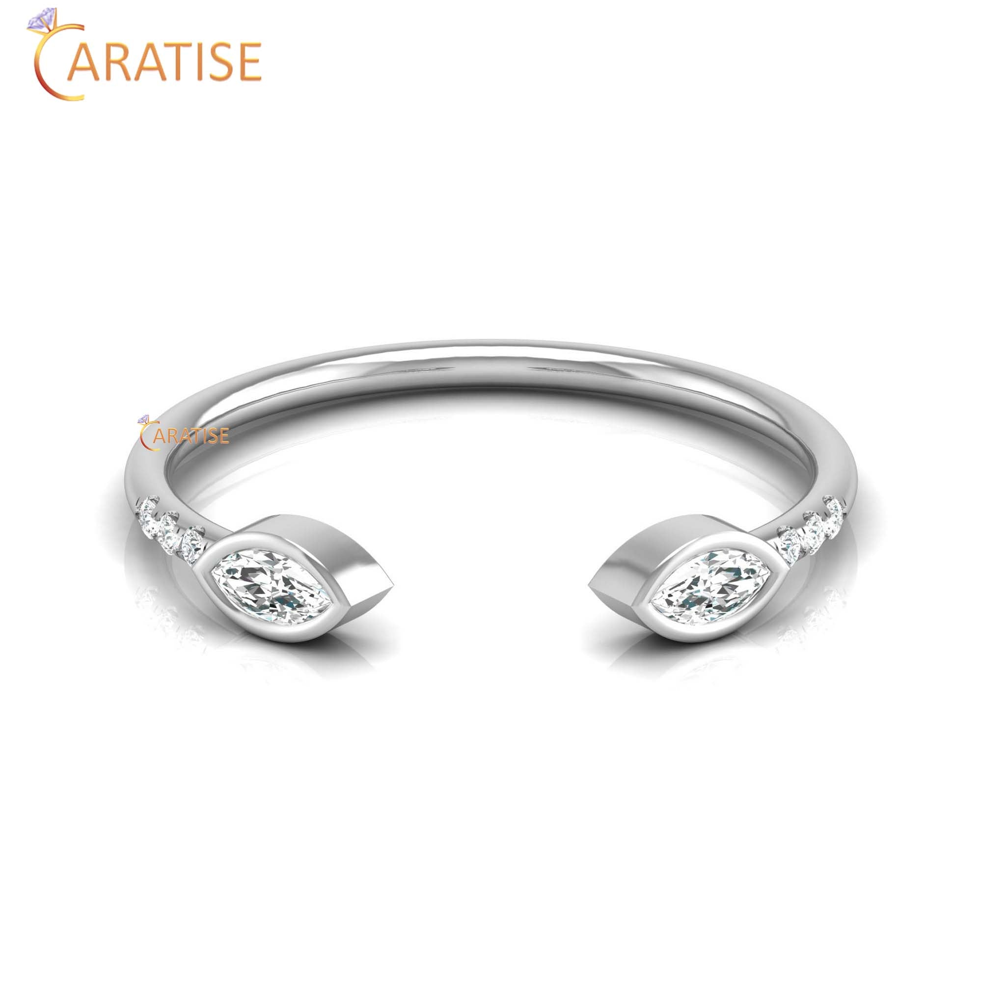 0.13 TDW Round & Marquise Cut Minimalist Women's Diamond Ring