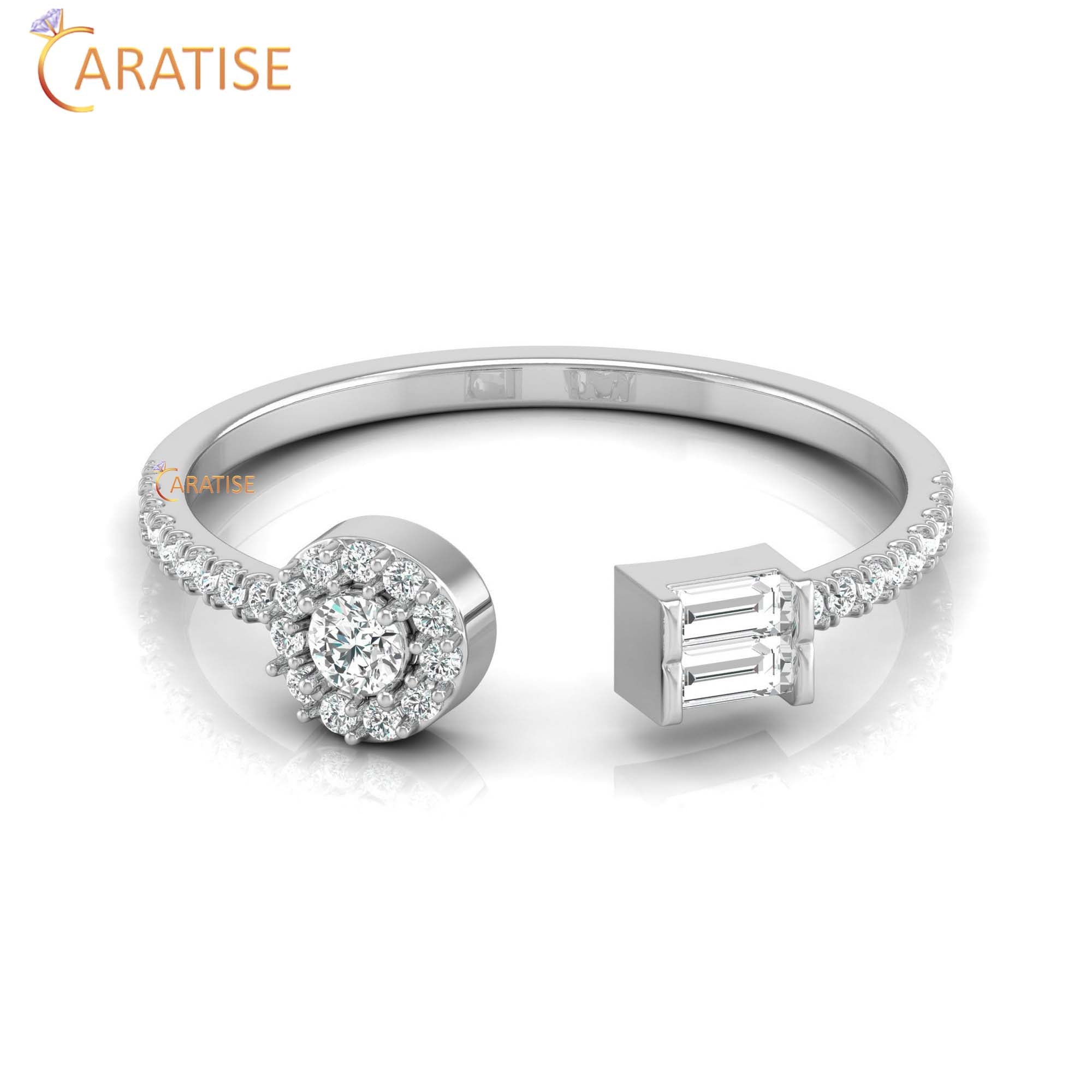 0.25 TDW Round & Baguette Cut Women's Minimalist Diamond Ring