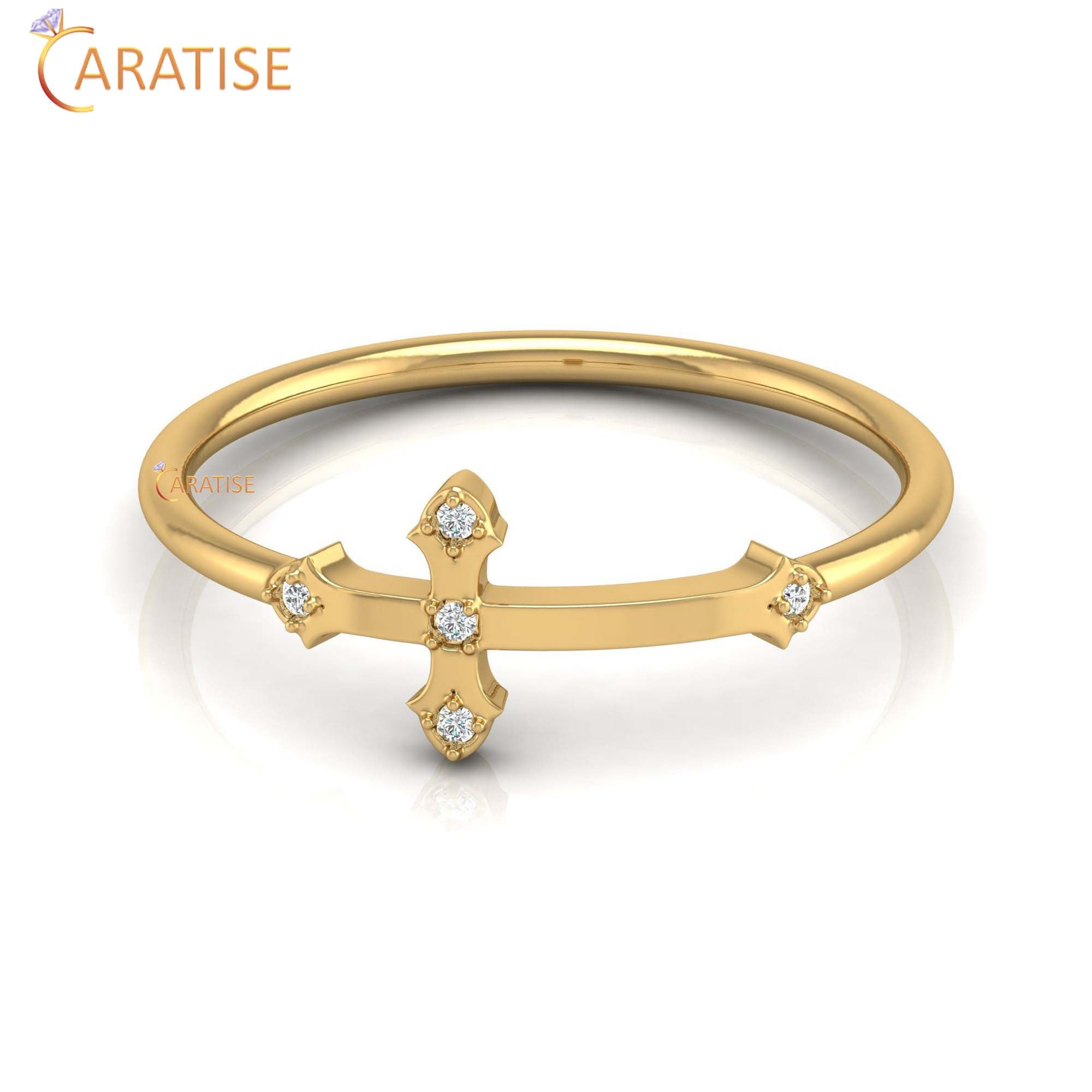 0.02 TDW Round Cut Minimalist Women's Diamond Ring