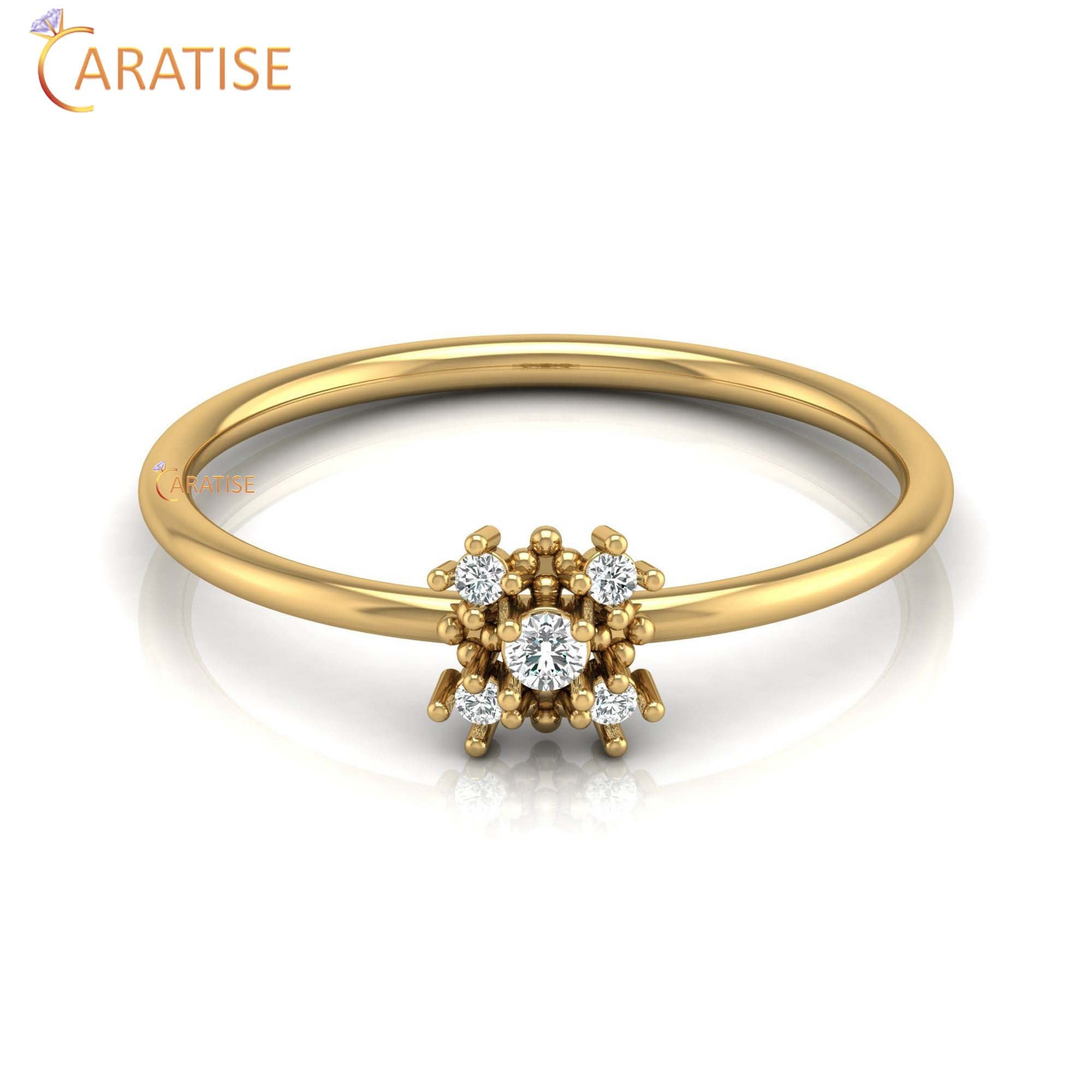 0.06 TDW Round Cut Women's Minimalist Diamond Ring