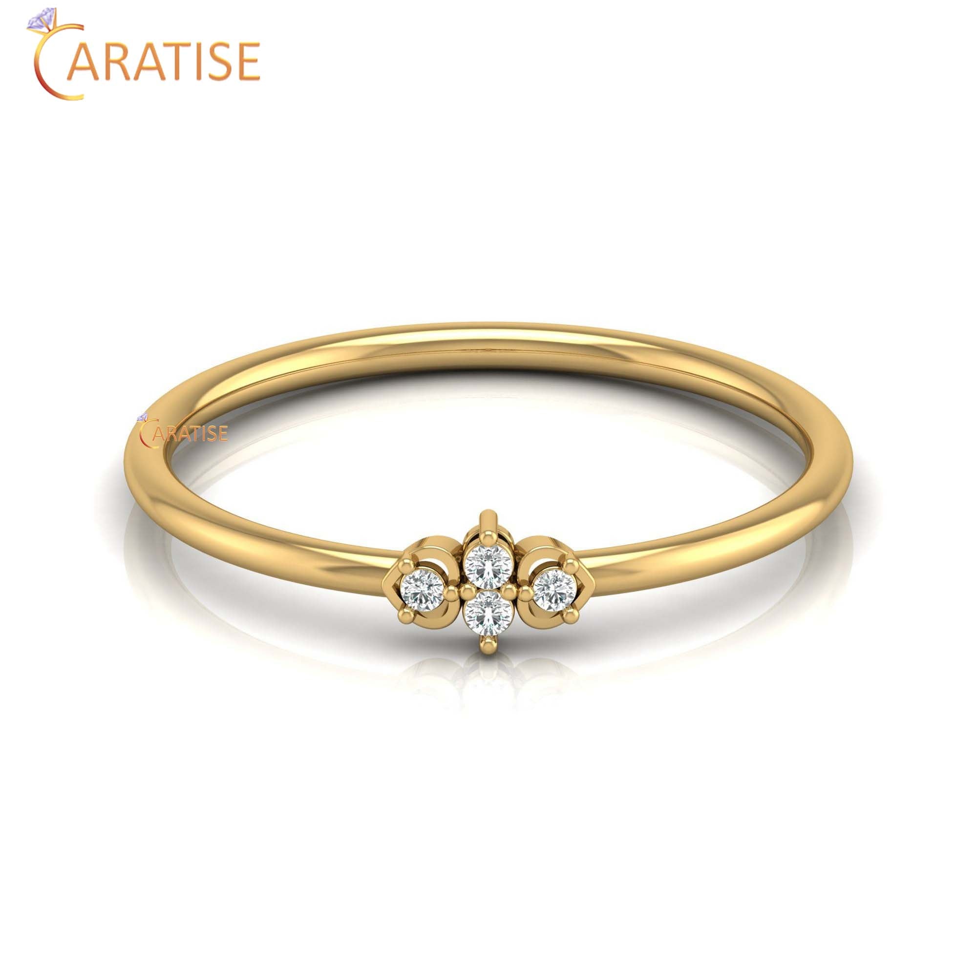 0.03 TDW Round Cut Minimalist Women's Diamond Ring