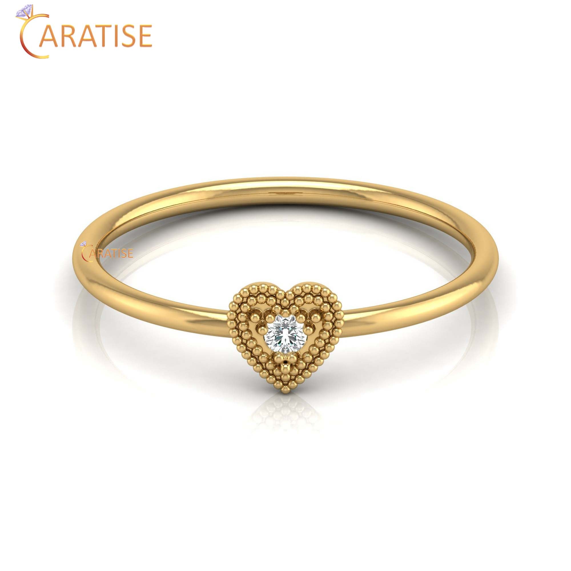 0.03 TDW Round Cut Minimalist Women's Diamond Ring