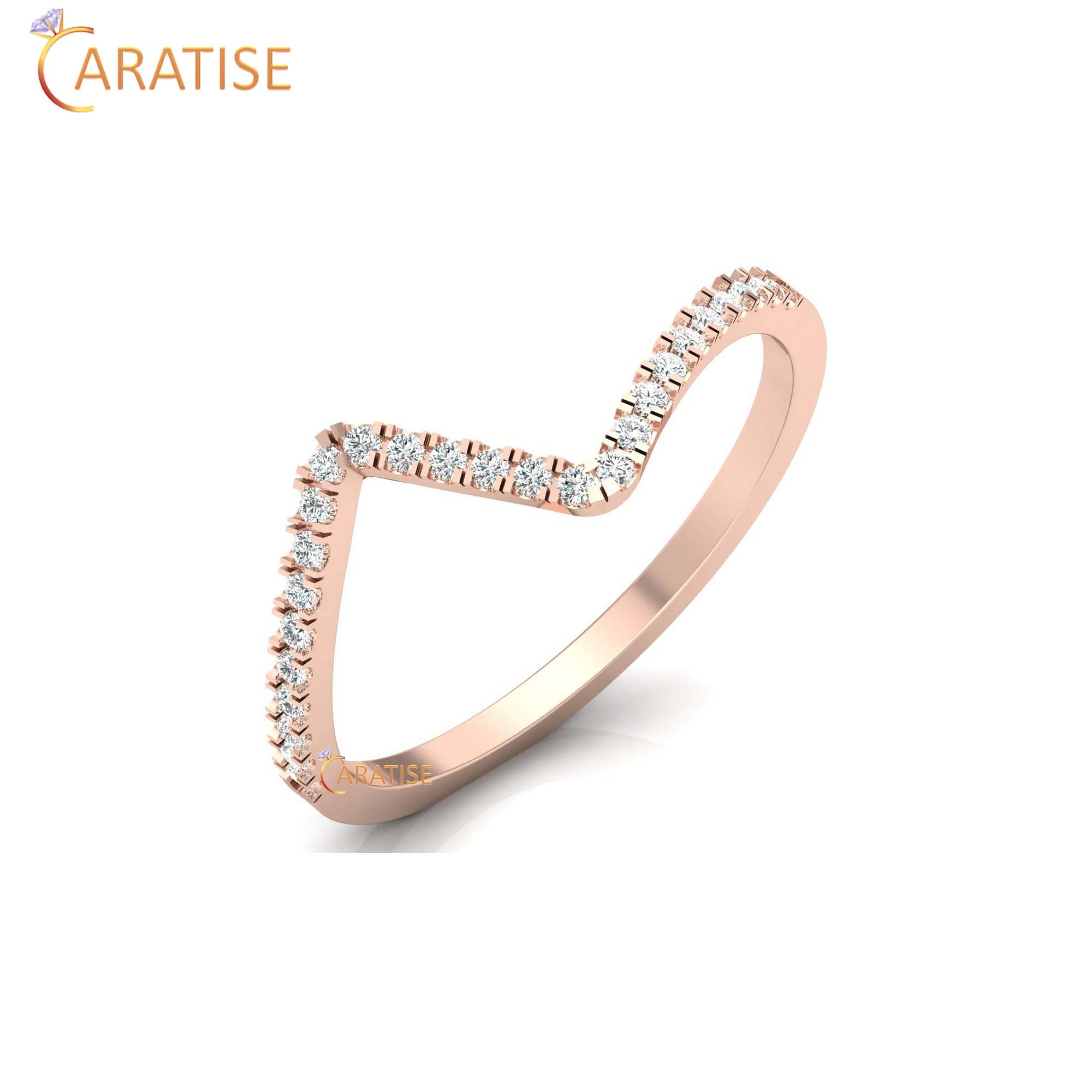 0.13 TDW Round Cut Minimalist Women's Diamond Ring