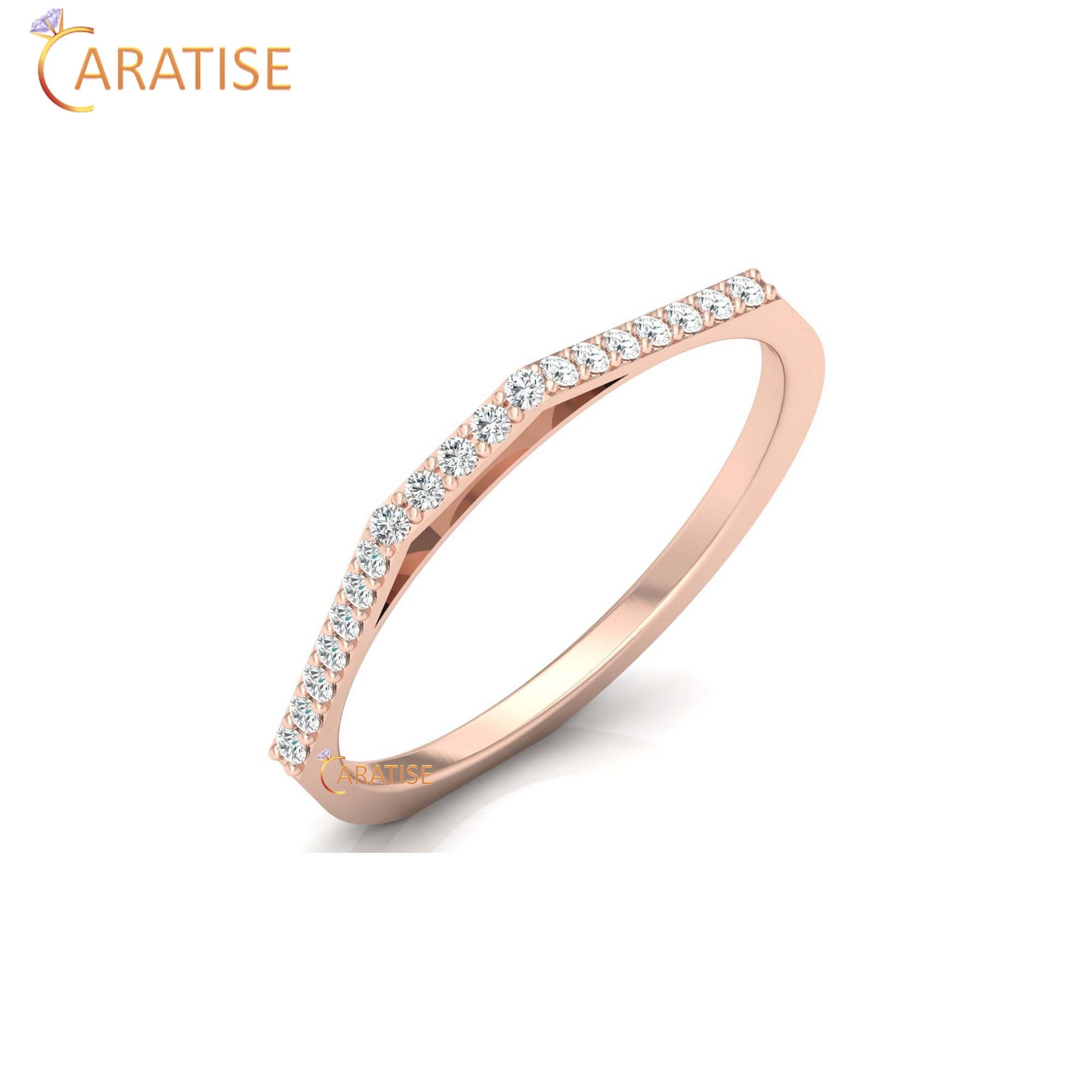 0.12 TDW Round Cut Women's Minimalist Diamond Ring