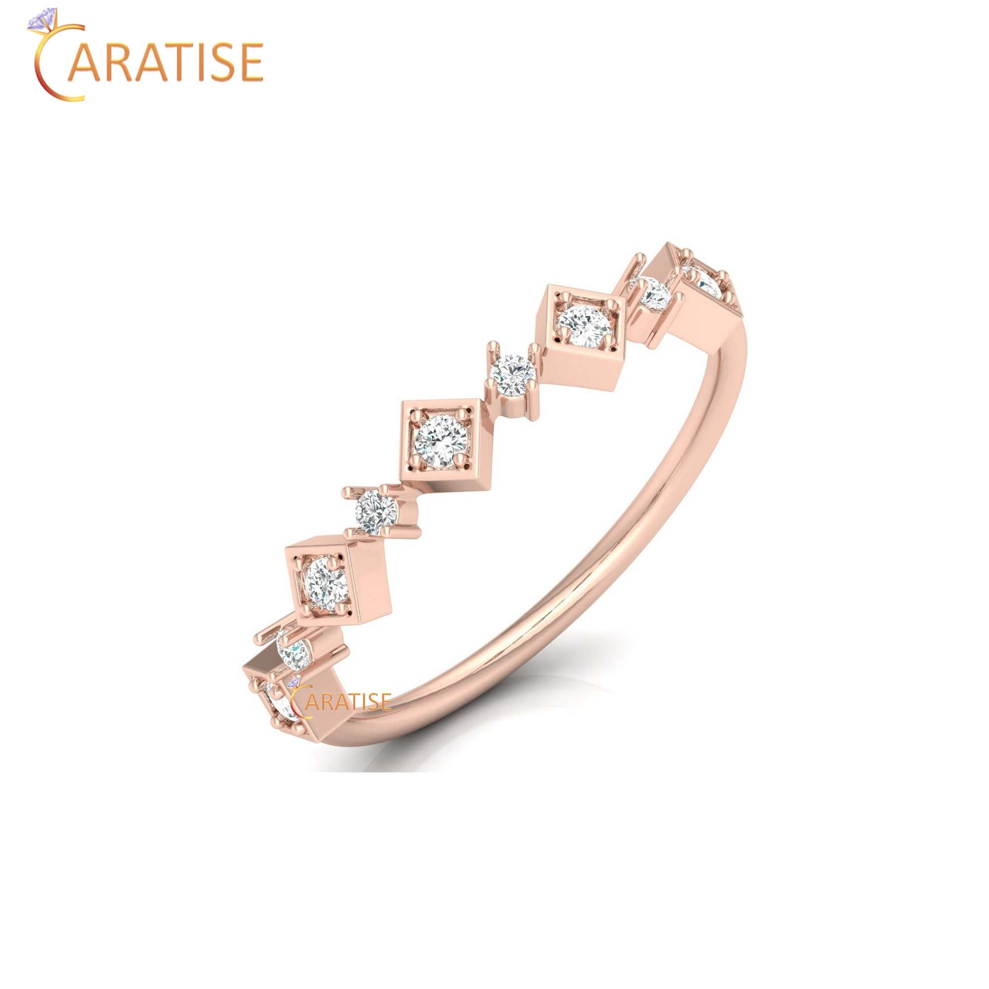 0.14 TDW Round Cut Minimalist Women's Diamond Ring
