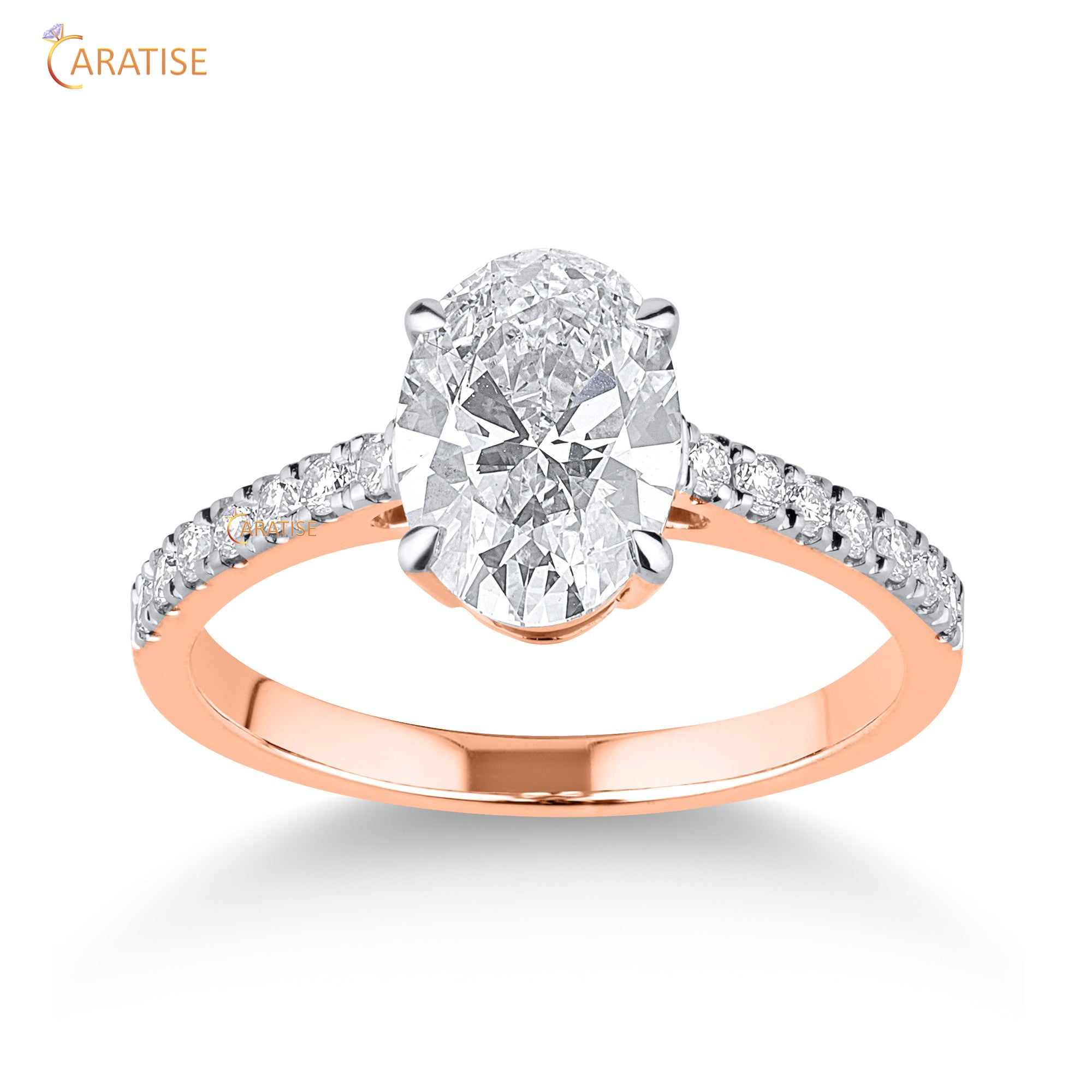 1.95 TDW Oval & Round Cut Diamond Women's Engagement Ring 925 Silver