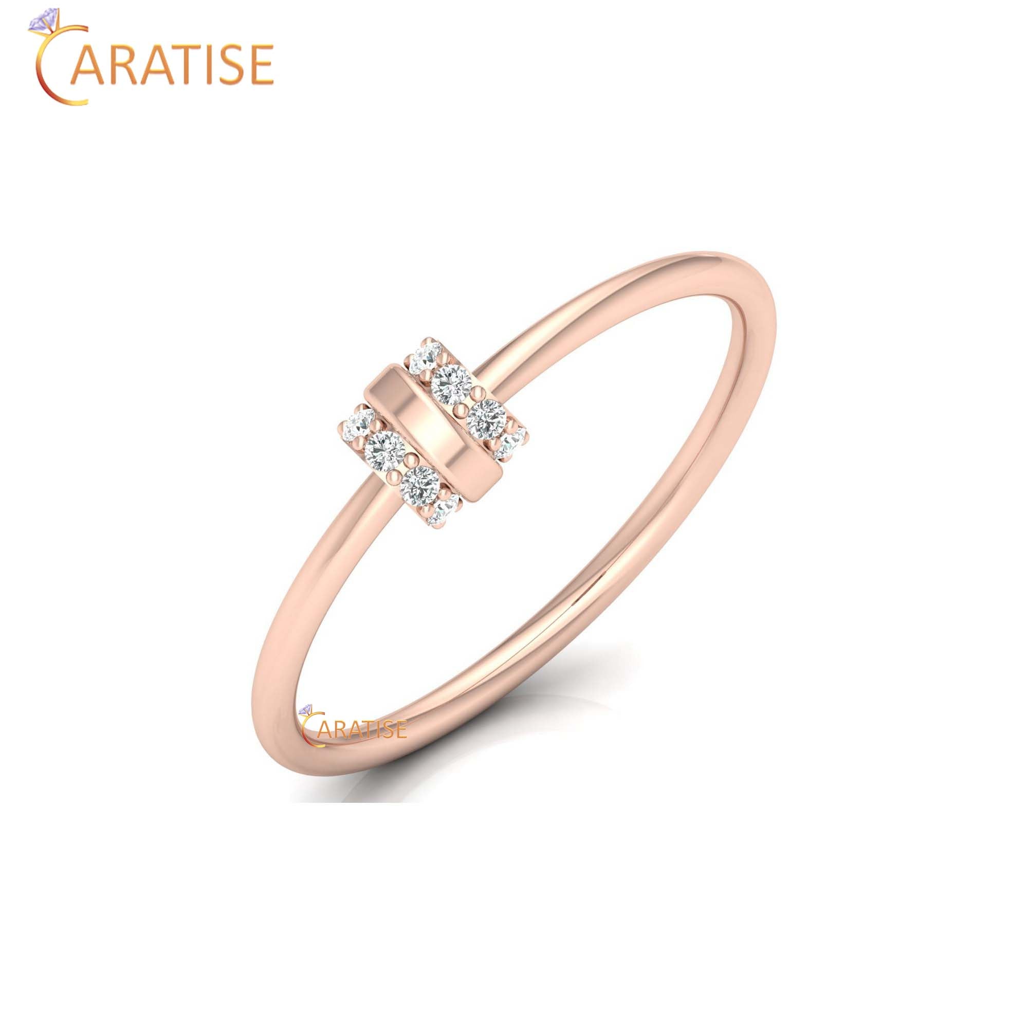 0.07 TDW Round Cut Women's Minimalist Diamond Ring
