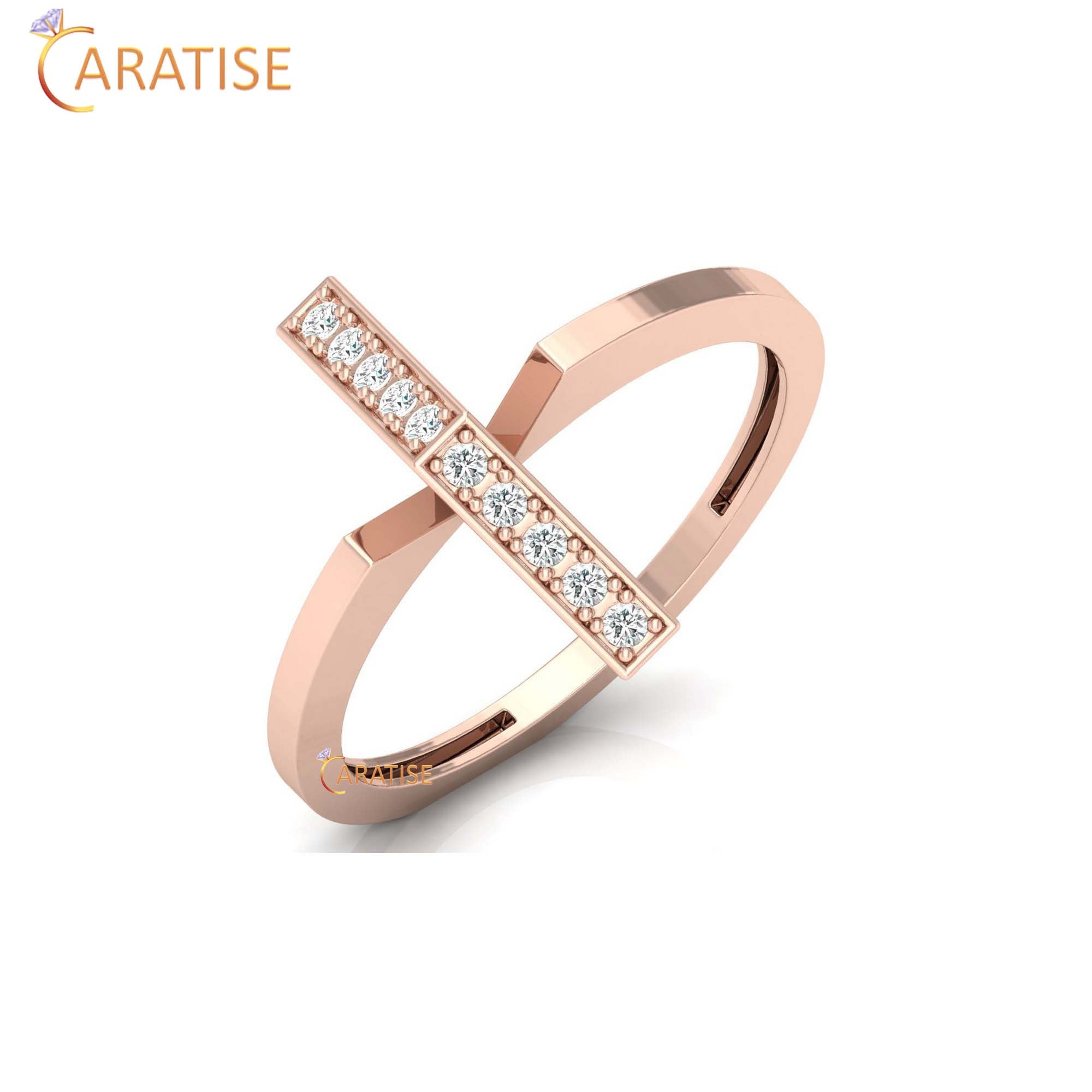 0.08 TDW Round Cut Minimalist Women's Diamond Ring