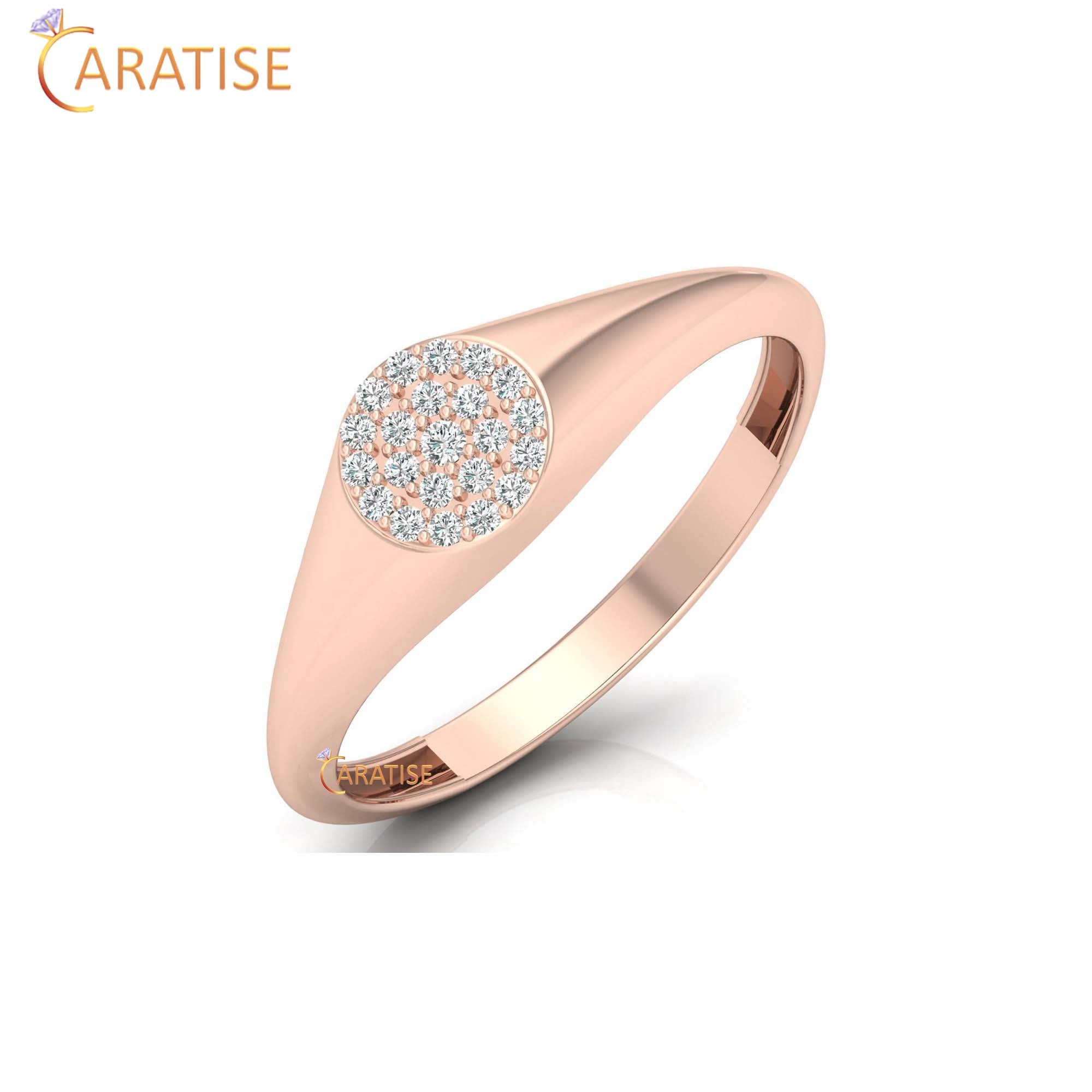 0.088 TDW Round Cut Women's Minimalist Diamond Ring