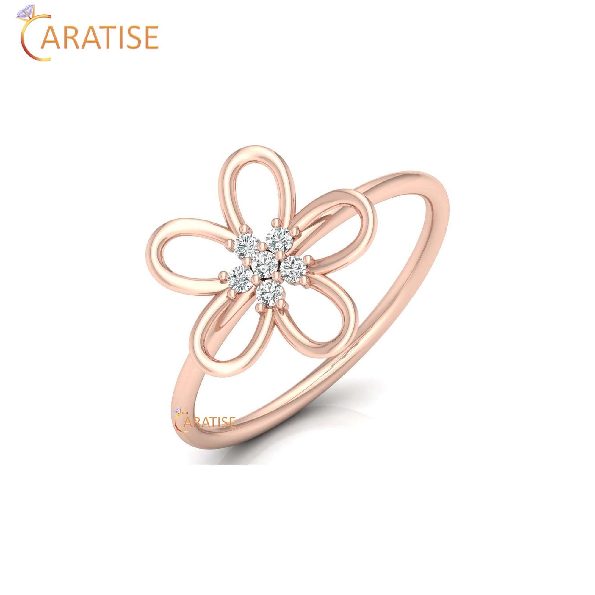 0.08 TDW Round Cut Minimalist Women's Diamond Ring