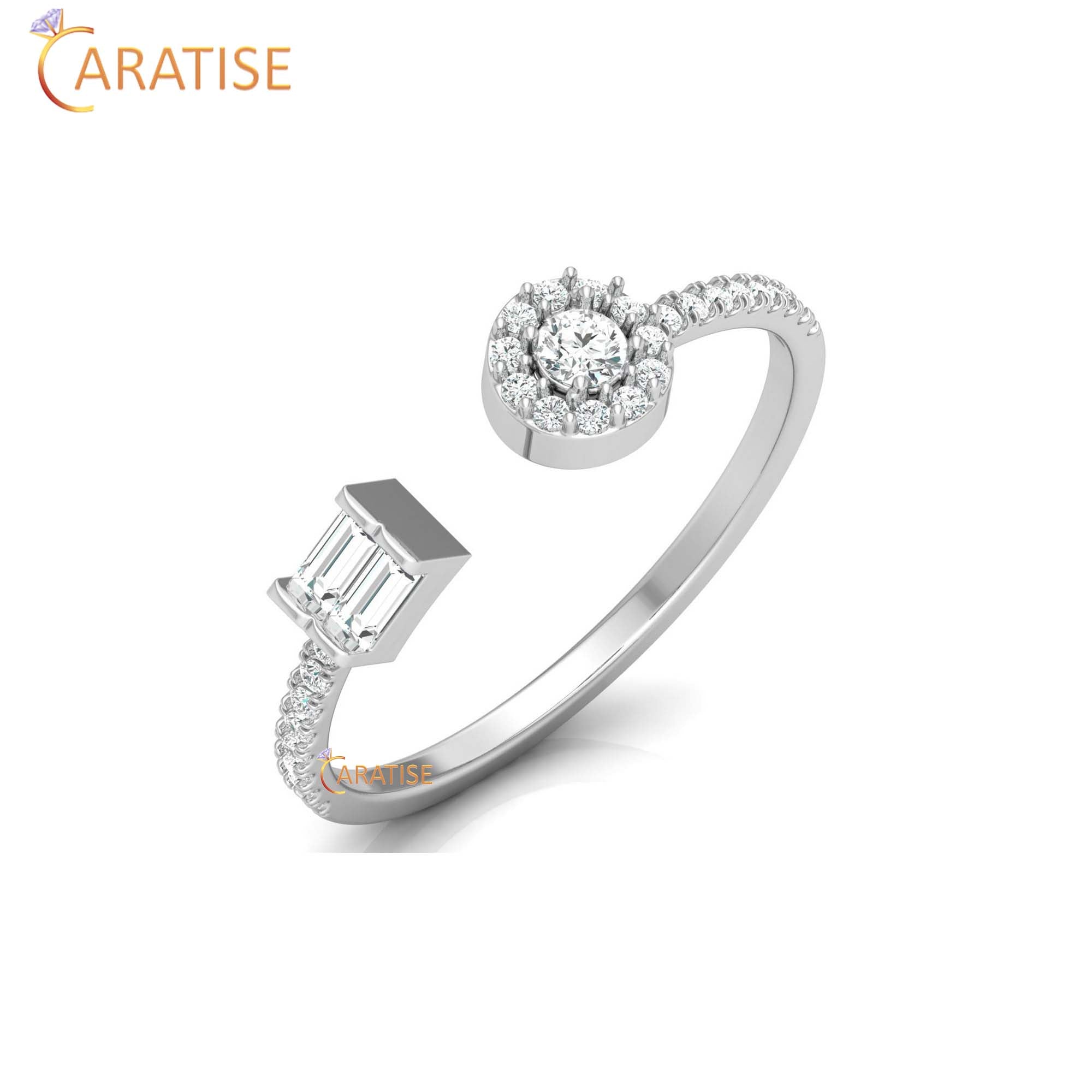 0.25 TDW Round & Baguette Cut Women's Minimalist Diamond Ring