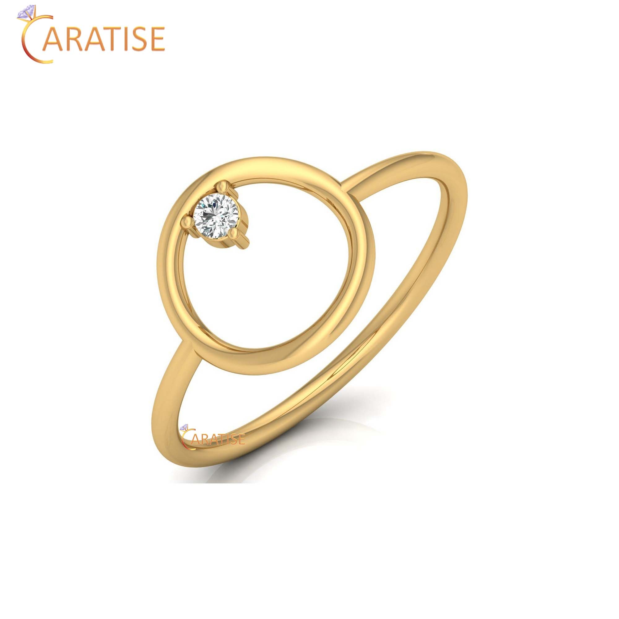 0.04 TDW Round Cut Women's Minimalist Diamond Ring