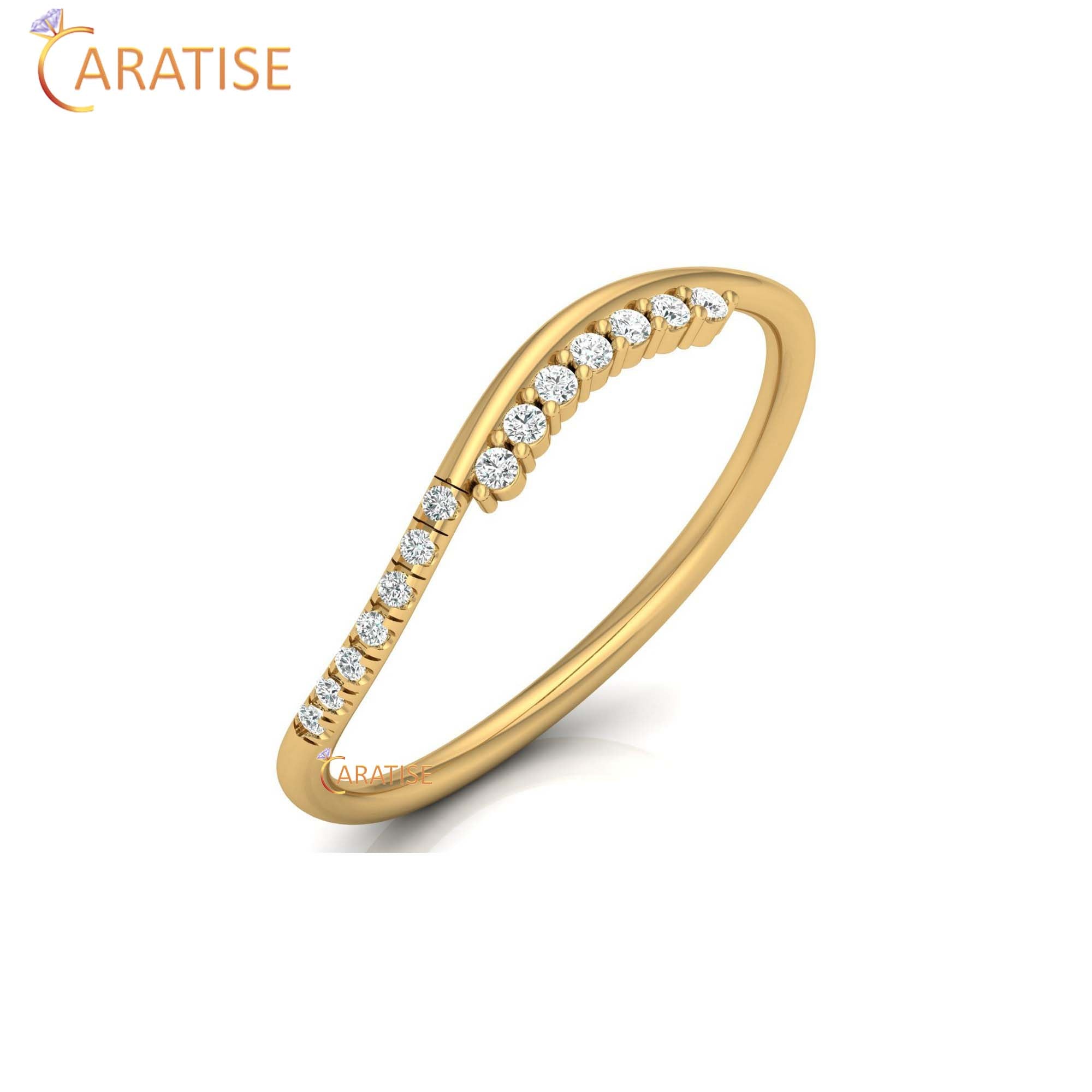 0.07 TDW Round Cut Minimalist Women's Diamond Ring