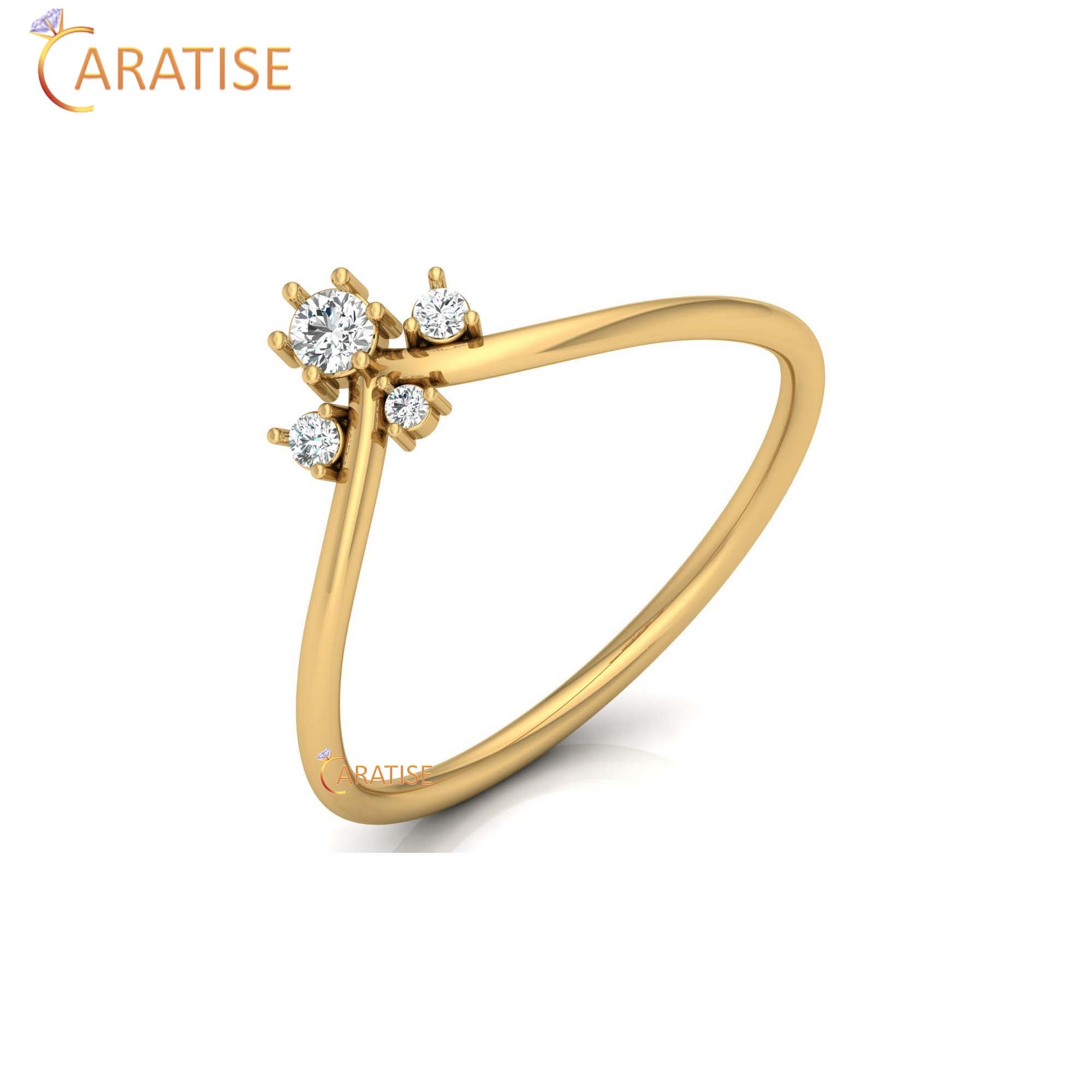 0.10 TDW Round Cut Minimalist Diamond Ring