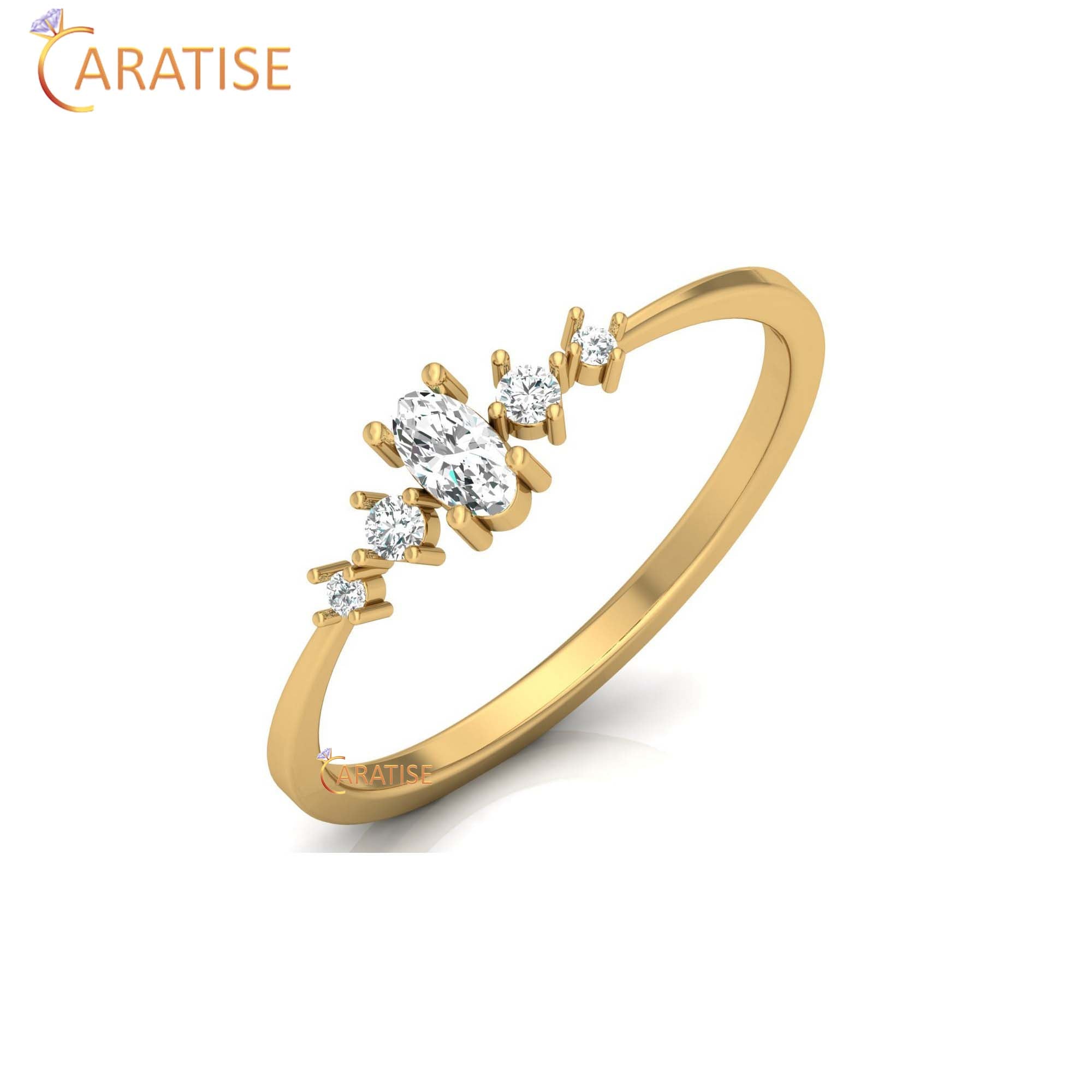 0.17 TDW Round & Oval Cut women's Minimalist Diamond Ring