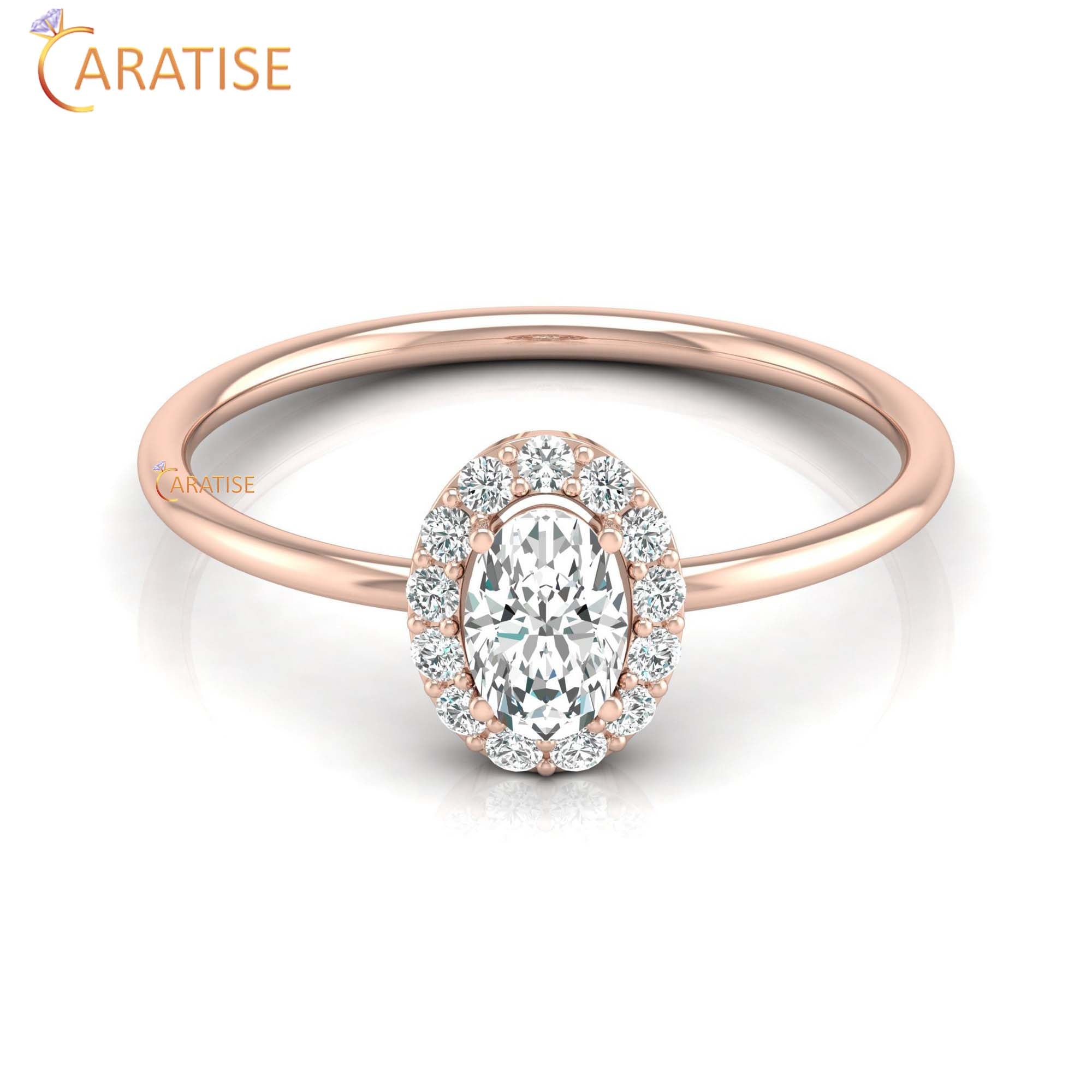 0.47 TDW Oval & Round Cut Minimalist Diamond Ring