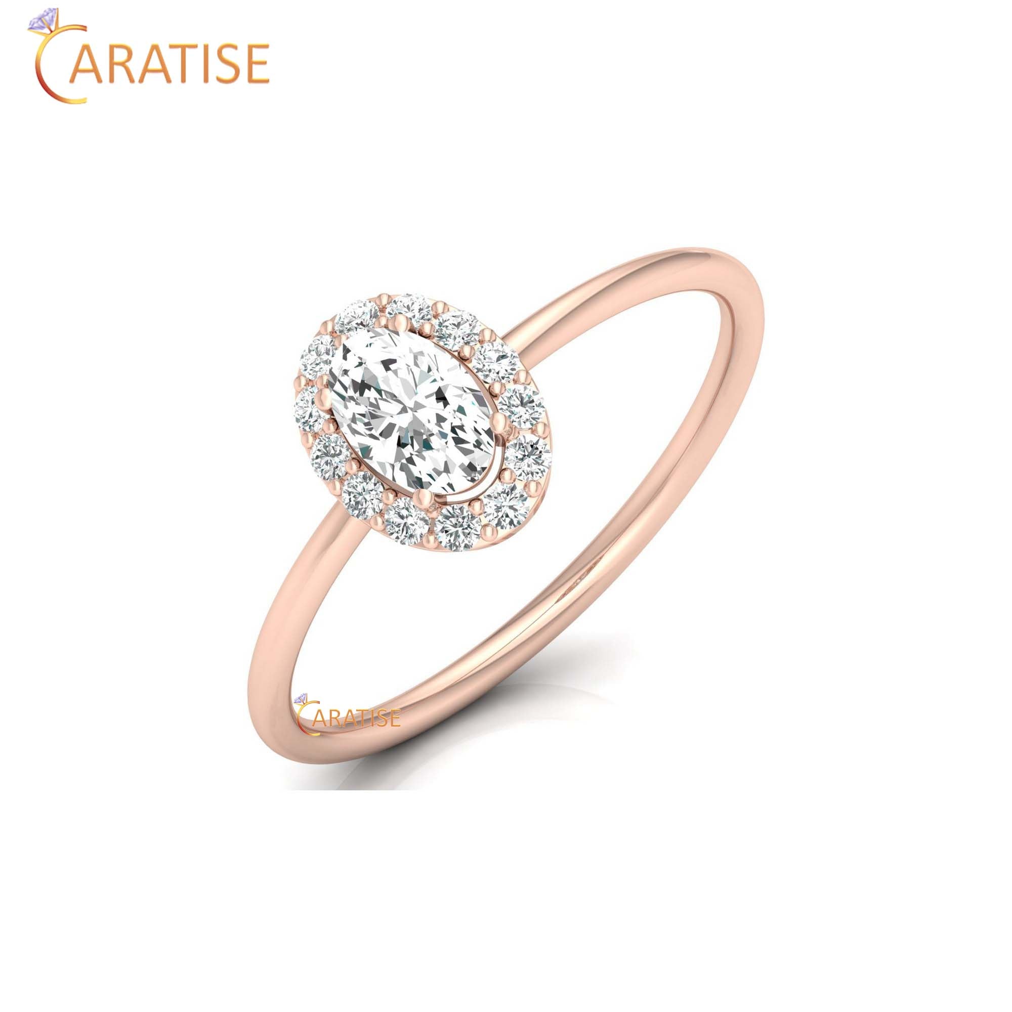 0.47 TDW Oval & Round Cut Minimalist Diamond Ring