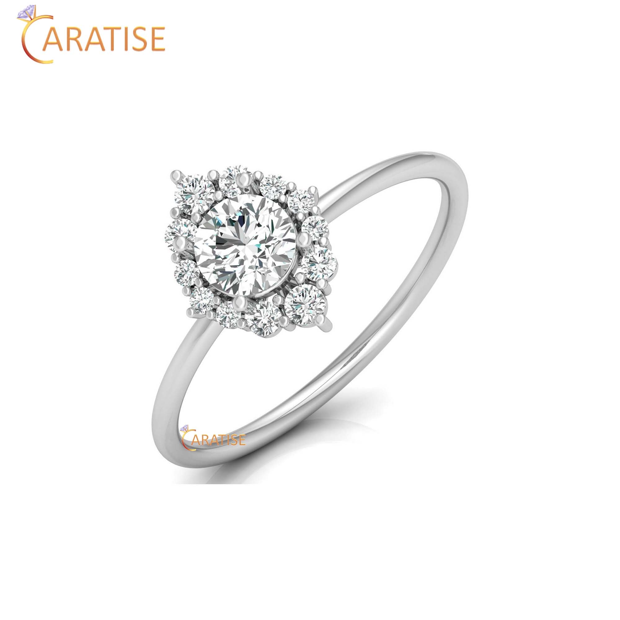 0.65 TDW Round Cut Women's Minimalist Diamond Ring
