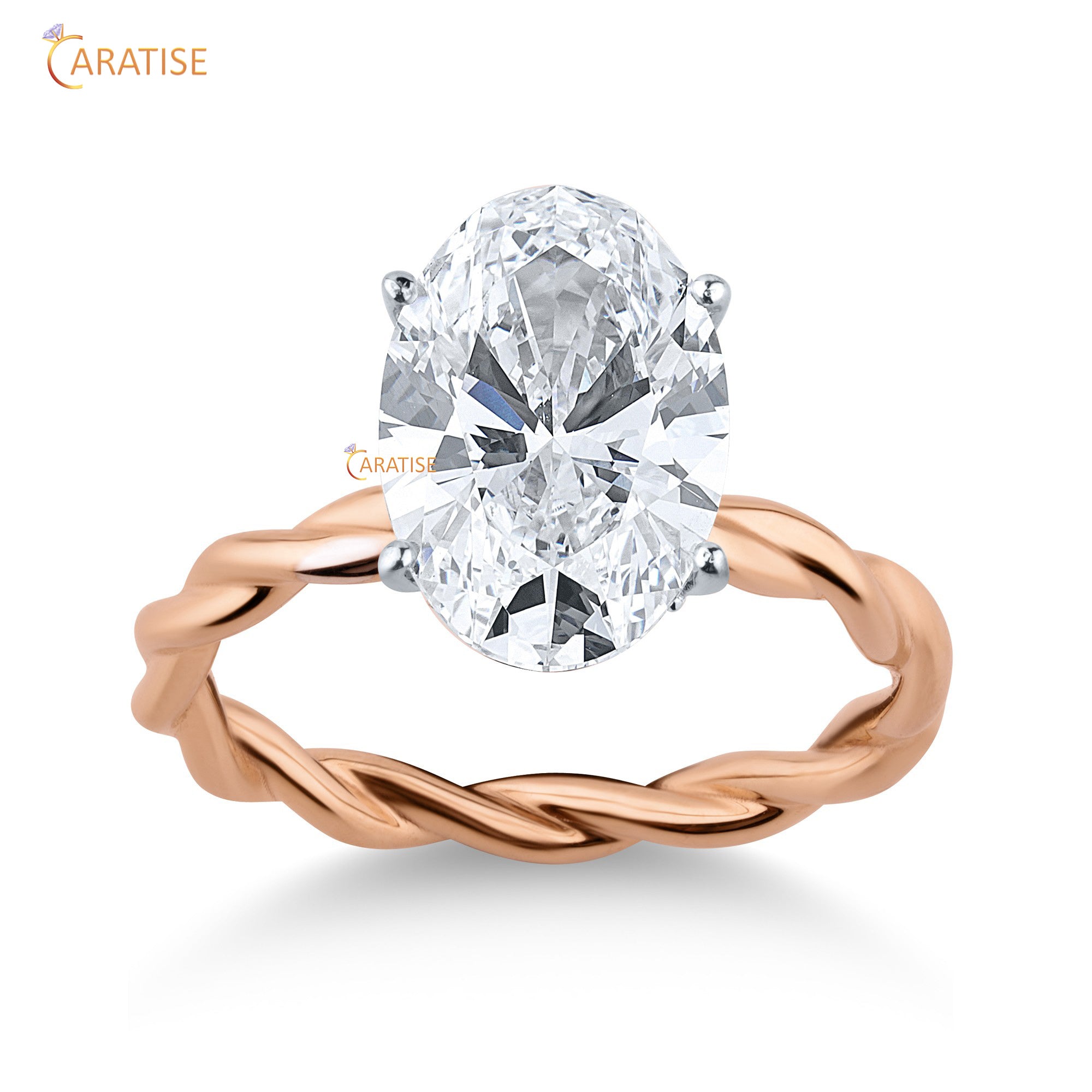 2.81 TDW Oval & Round Cut Halo Moissanite Diamond Ring 925 Silver