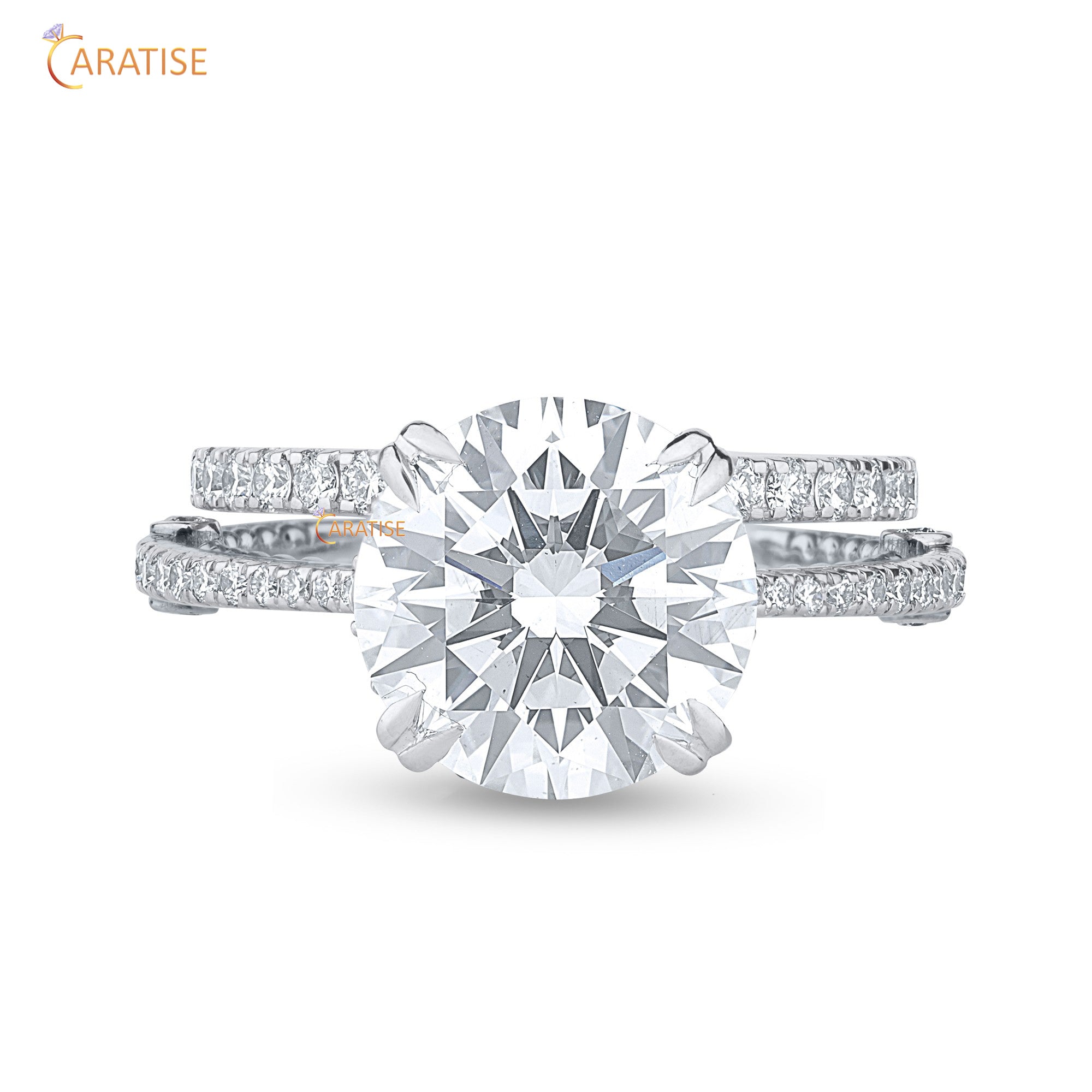 4.882 TDW Round Cut Diamond Women's Ring with Band 925 Silver