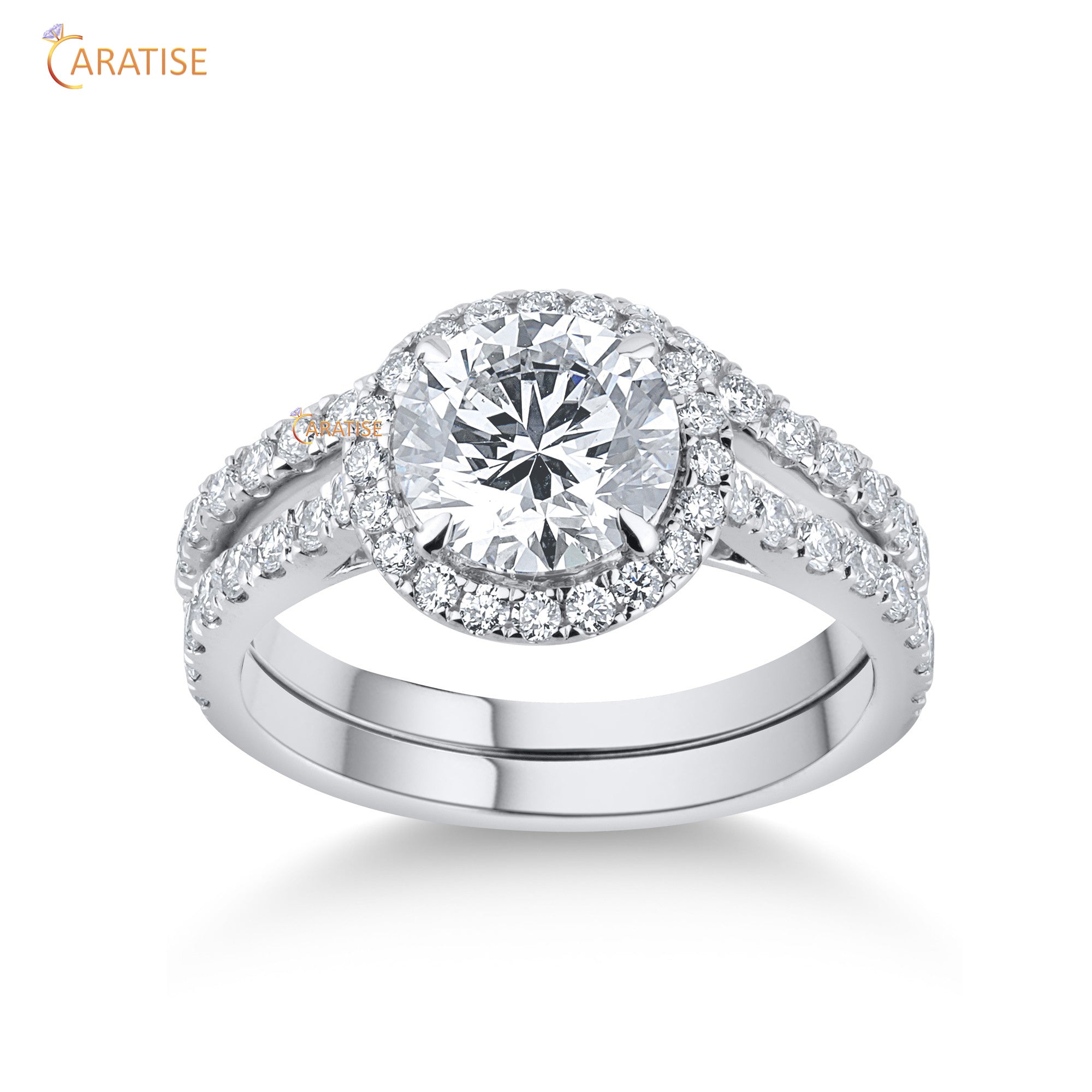 1.82 TDW Round Cut Diamond Ring with Band 925 Silver