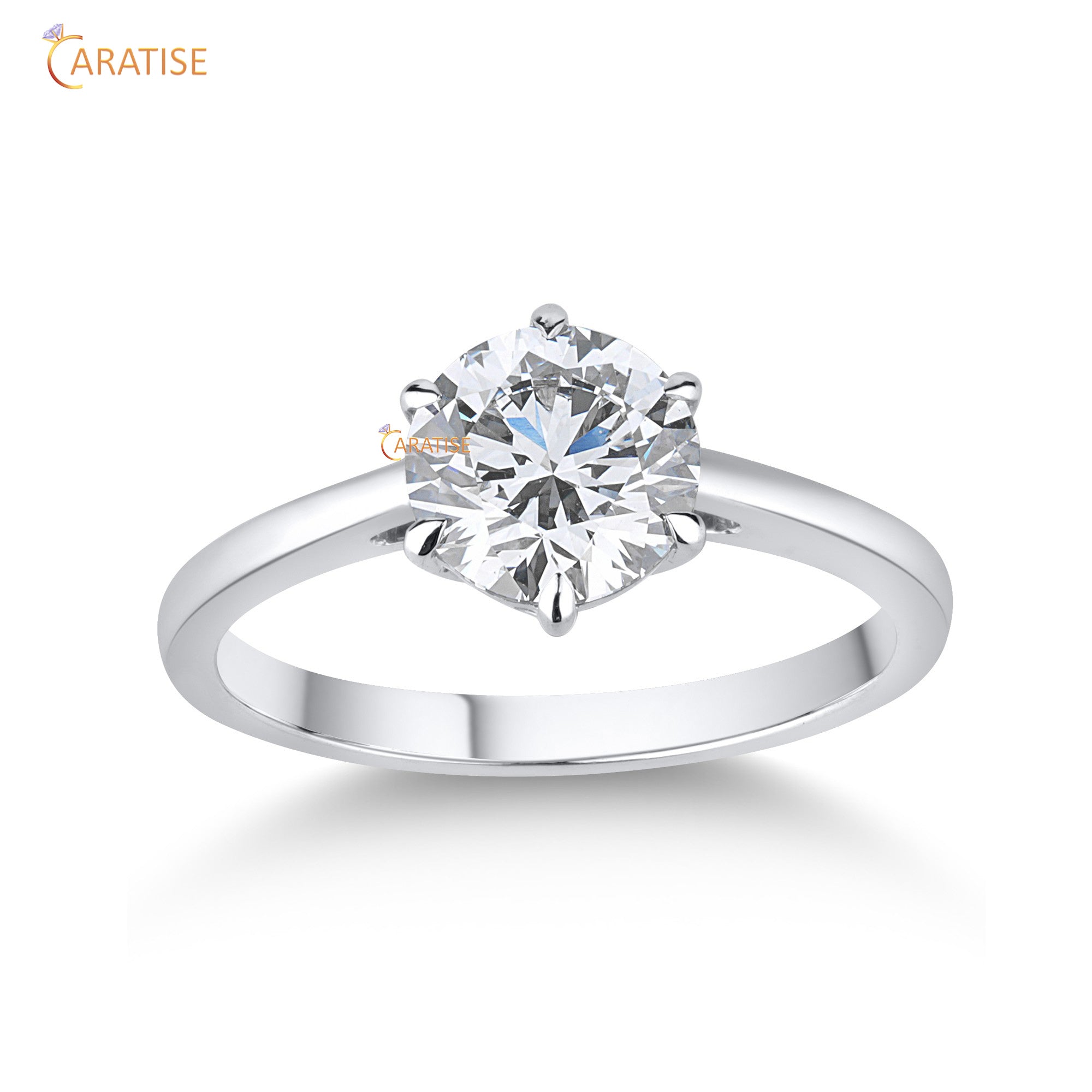 1.22 TDW Round Cut Diamond Women's Solitaire Ring 925 Silver