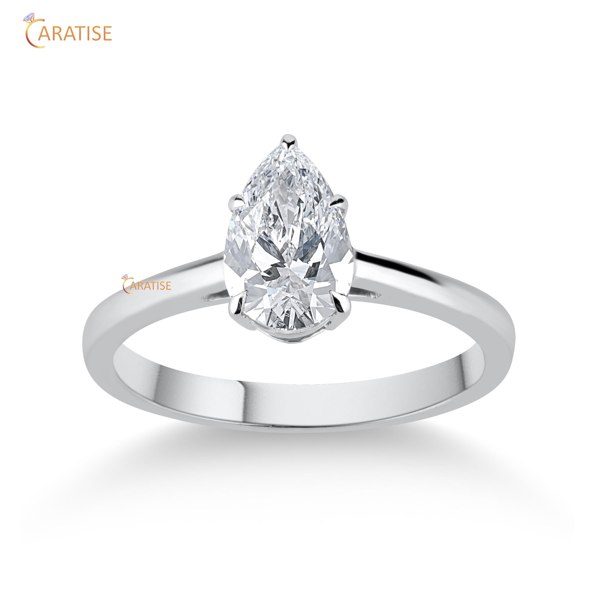 1.50 TDW Pear Cut Diamond Women's Solitaire Ring 925 Silver
