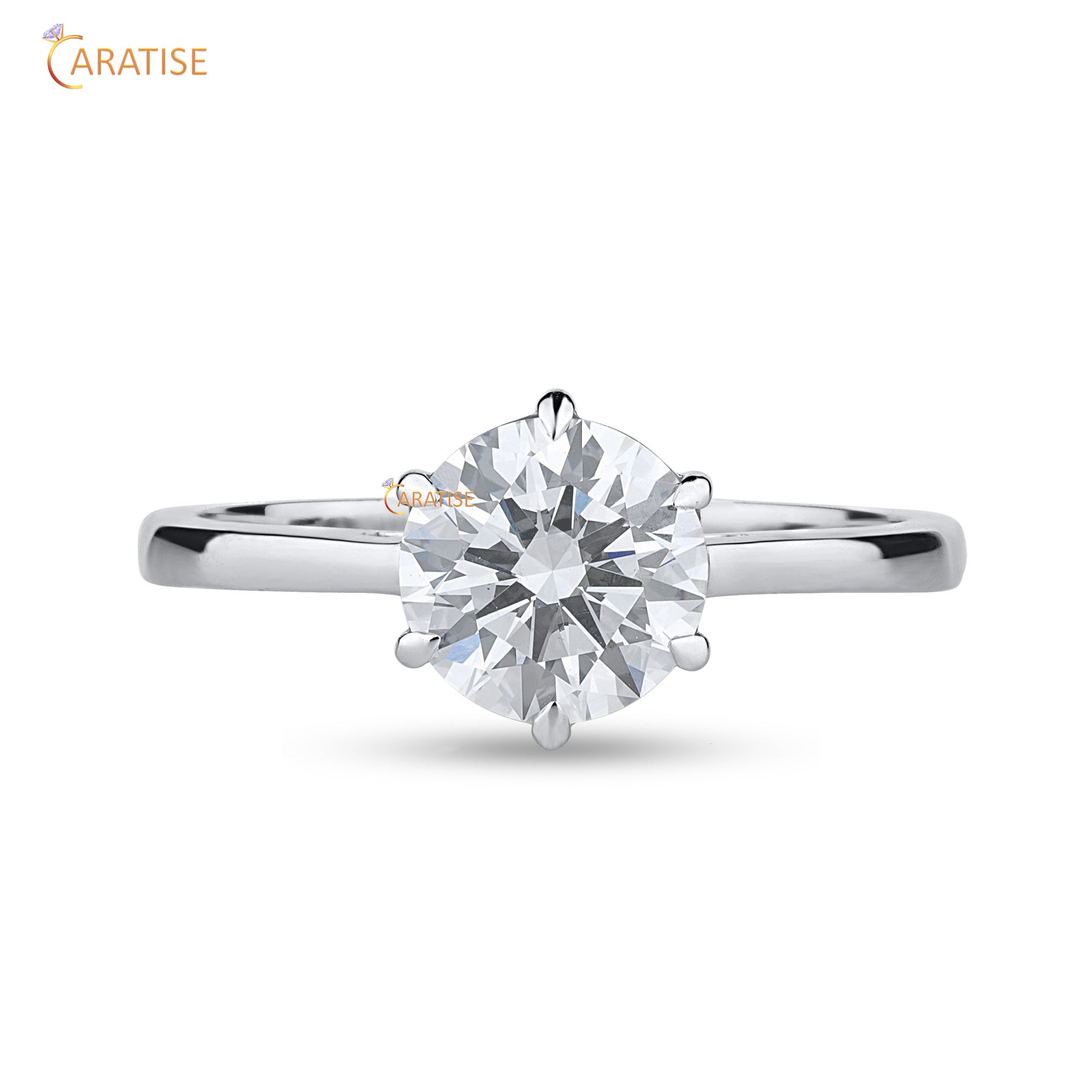 1.22 TDW Round Cut Diamond Women's Solitaire Ring 925 Silver