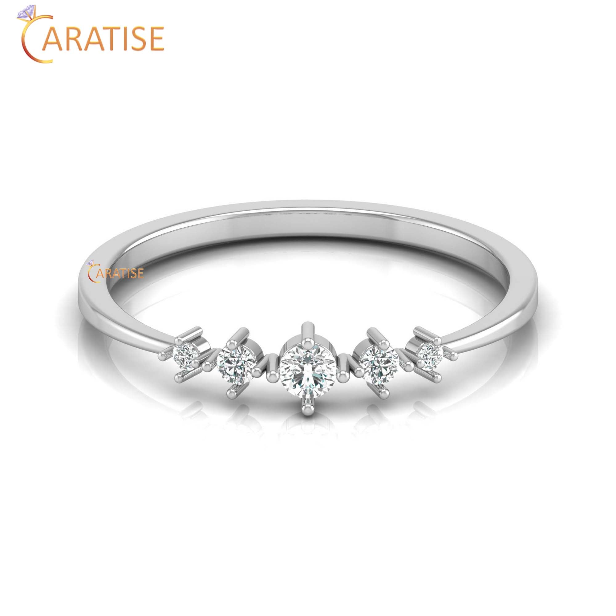 0.12 TDW Round Cut Minimalist Women's Diamond Ring