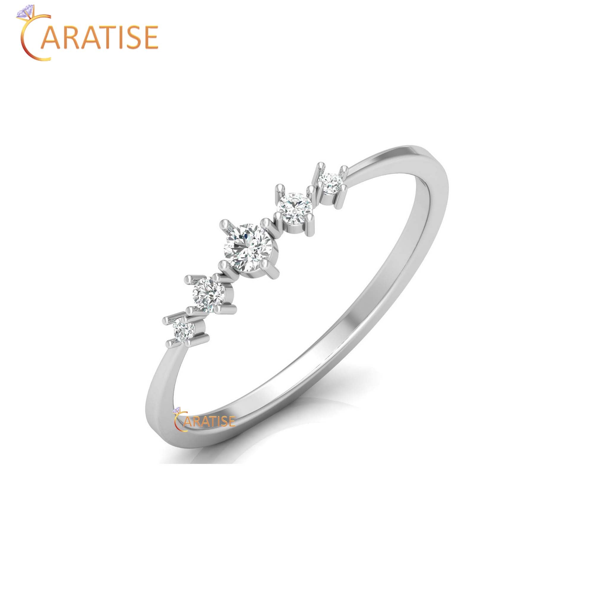 0.12 TDW Round Cut Minimalist Women's Diamond Ring