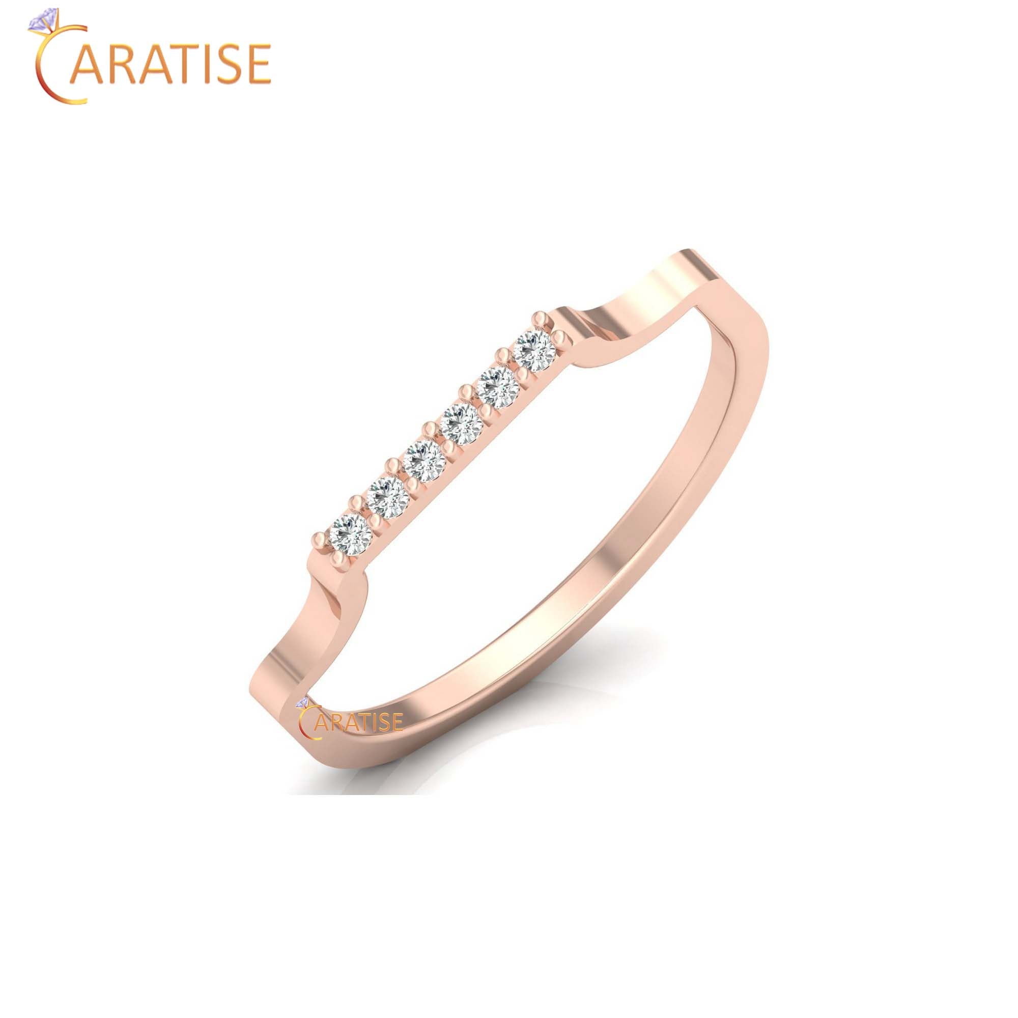 0.06 TDW Round Cut Minimalist Women's Diamond Ring