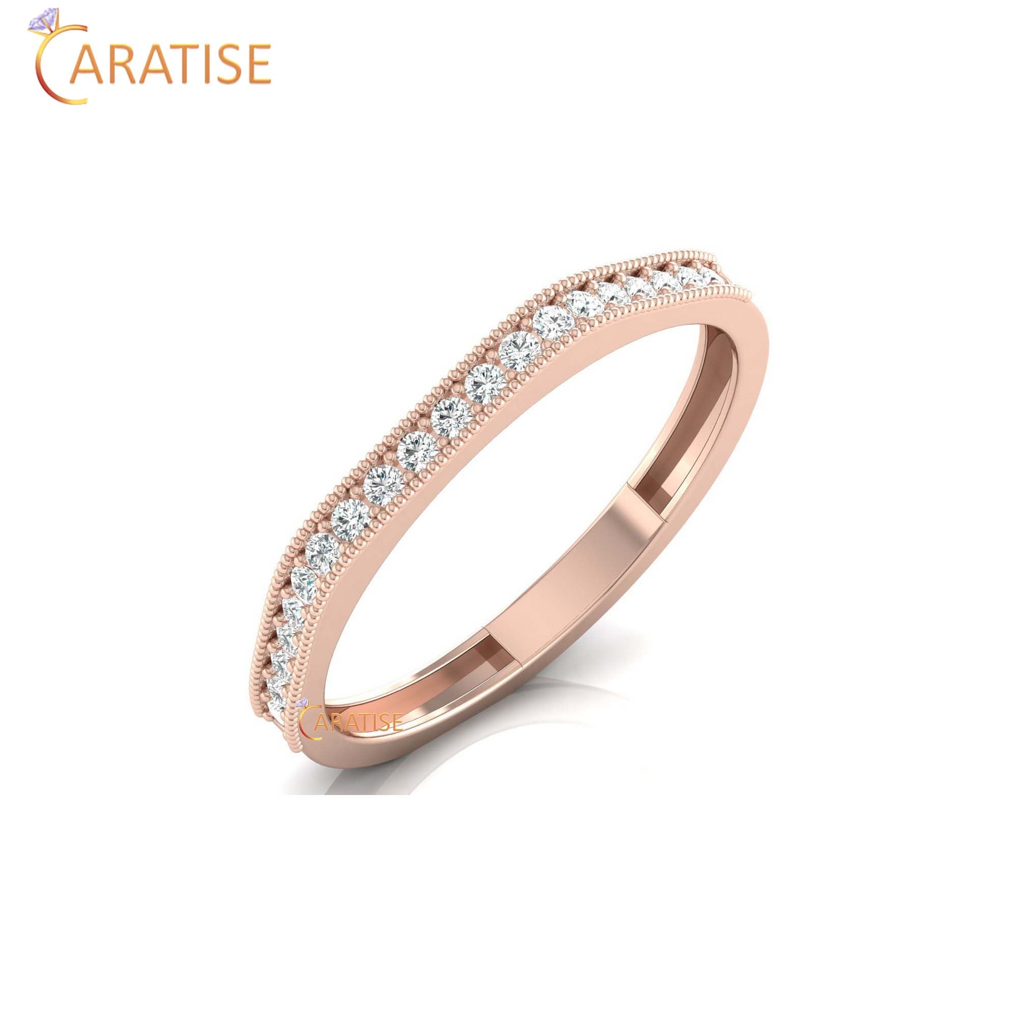 0.16 TDW Round Cut Women's Minimalist Diamond Ring