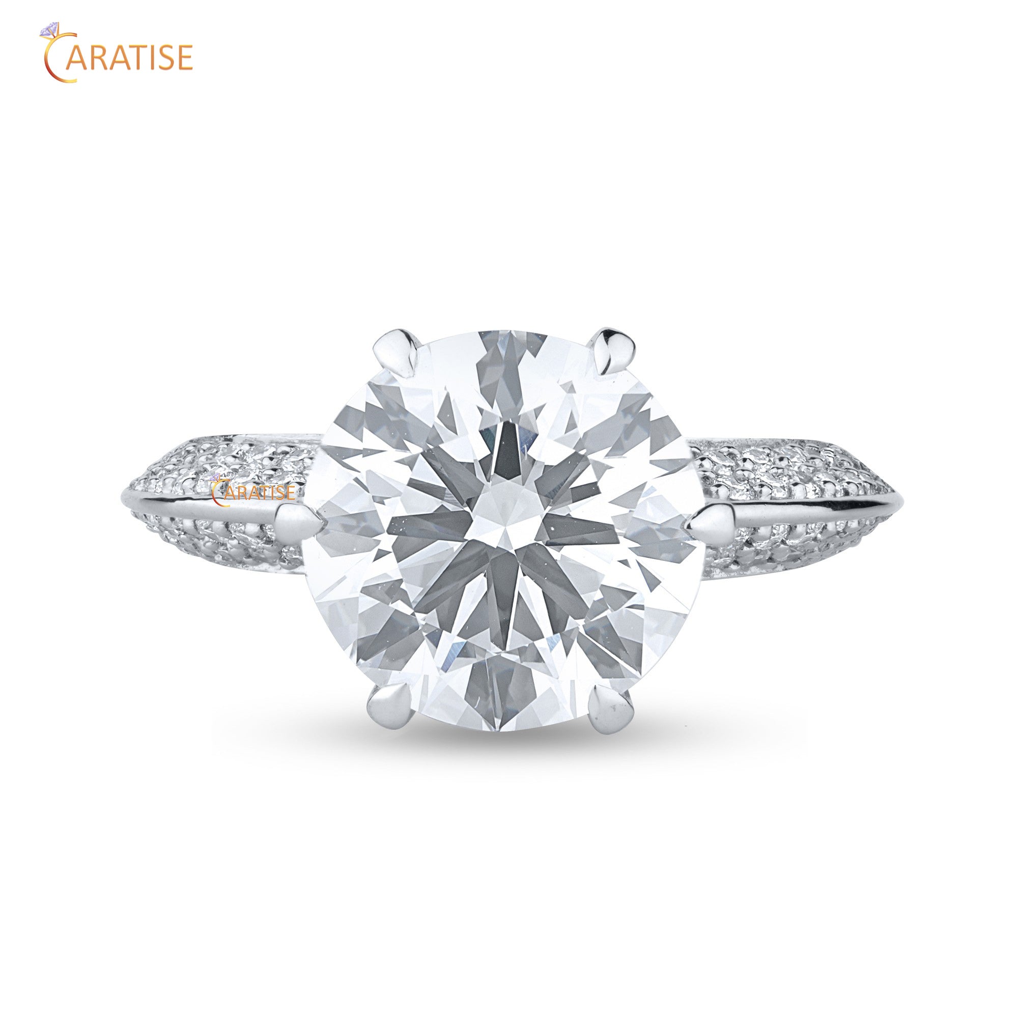 3.53 TDW Round Cut Women's Diamond Engagement Ring 925 Silver