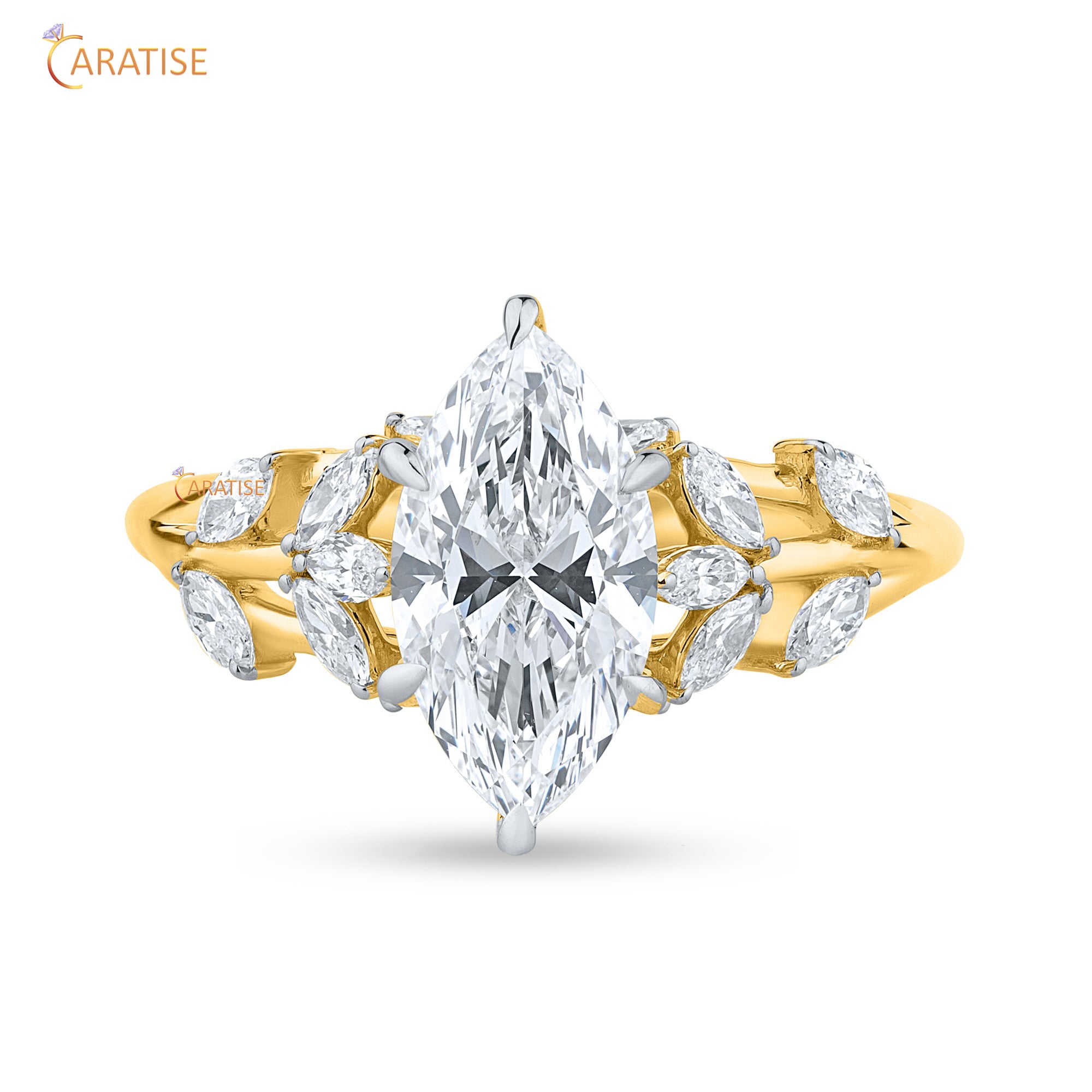 1.82 TDW Marquise Cut Engagement Moissanite Diamond Ring 925 Silver