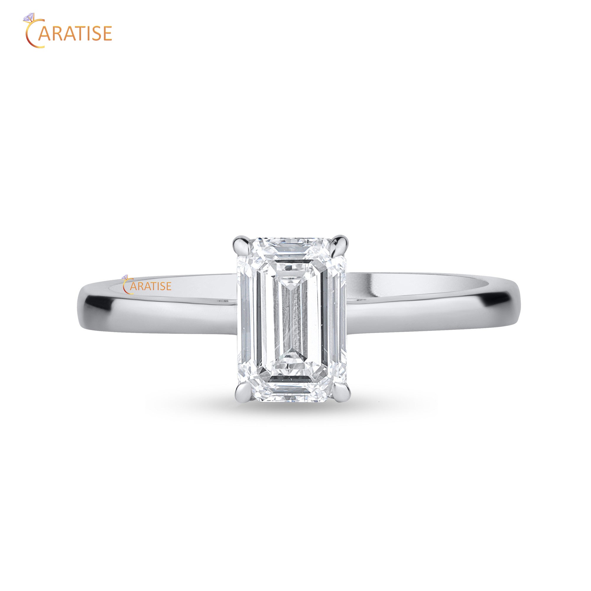 1.00 TDW Emerald Cut Diamond Women's Solitaire Ring 925 Silver