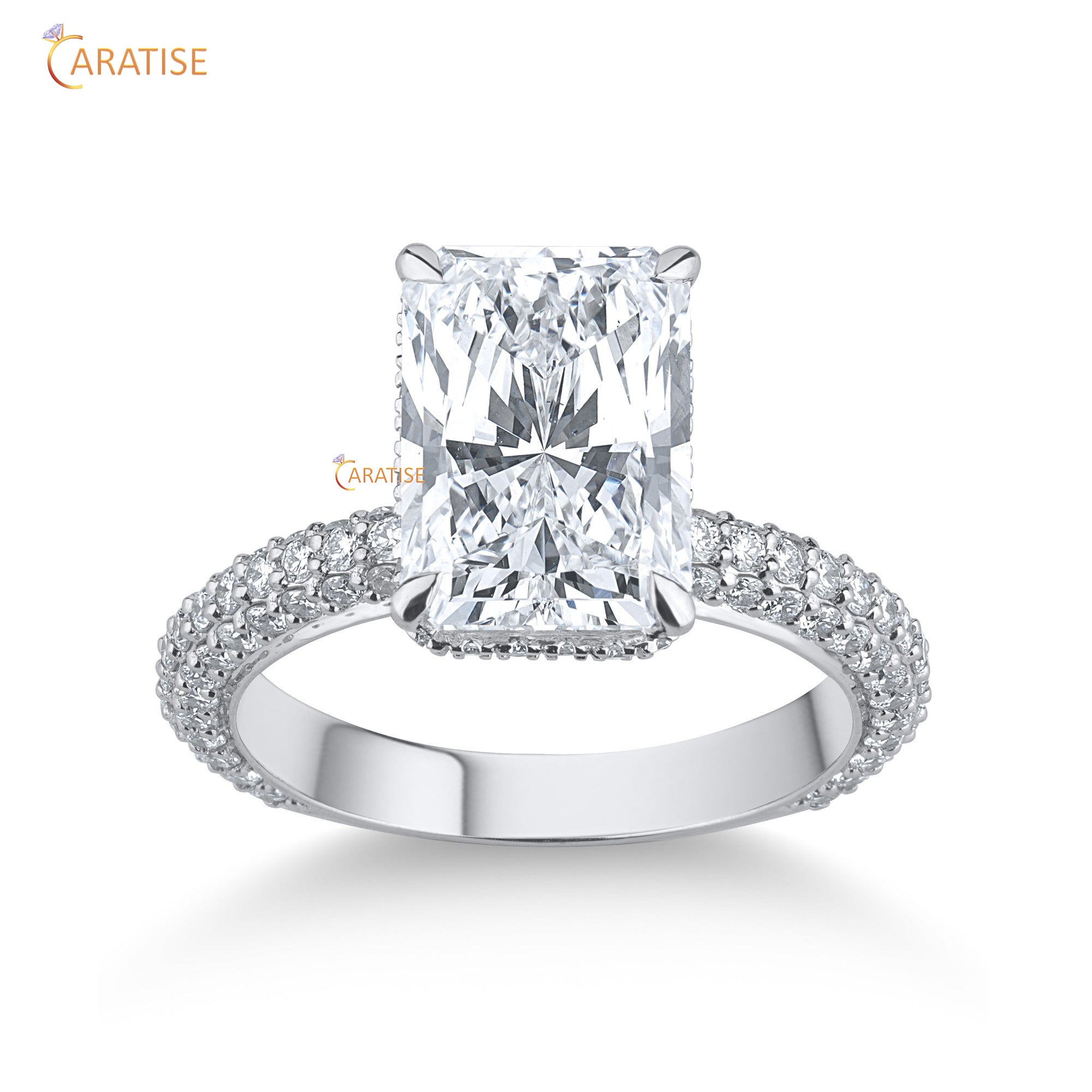 4.92 TDW Round & Radiant Cut Diamond Engagement Ring 925 Silver