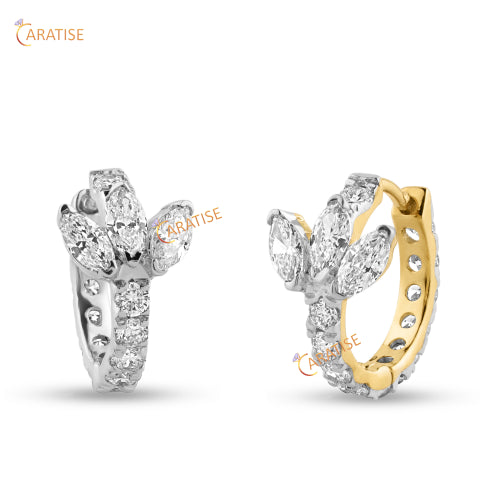 0.35 TDW Marquise & Round Cut Diamond Earring