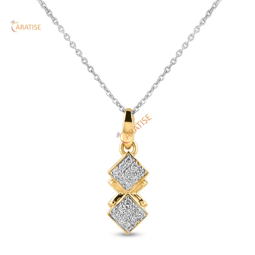 0.234 TDW Round Cut Diamond Custom Pendant With Chain 925 Silver