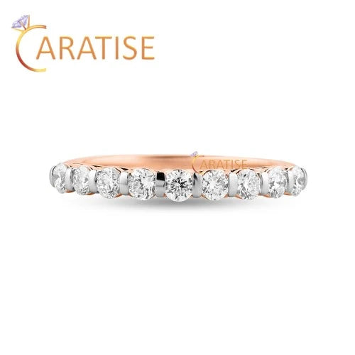 0.70 TDW Round Cut Diamond Band Ring 925 Silver